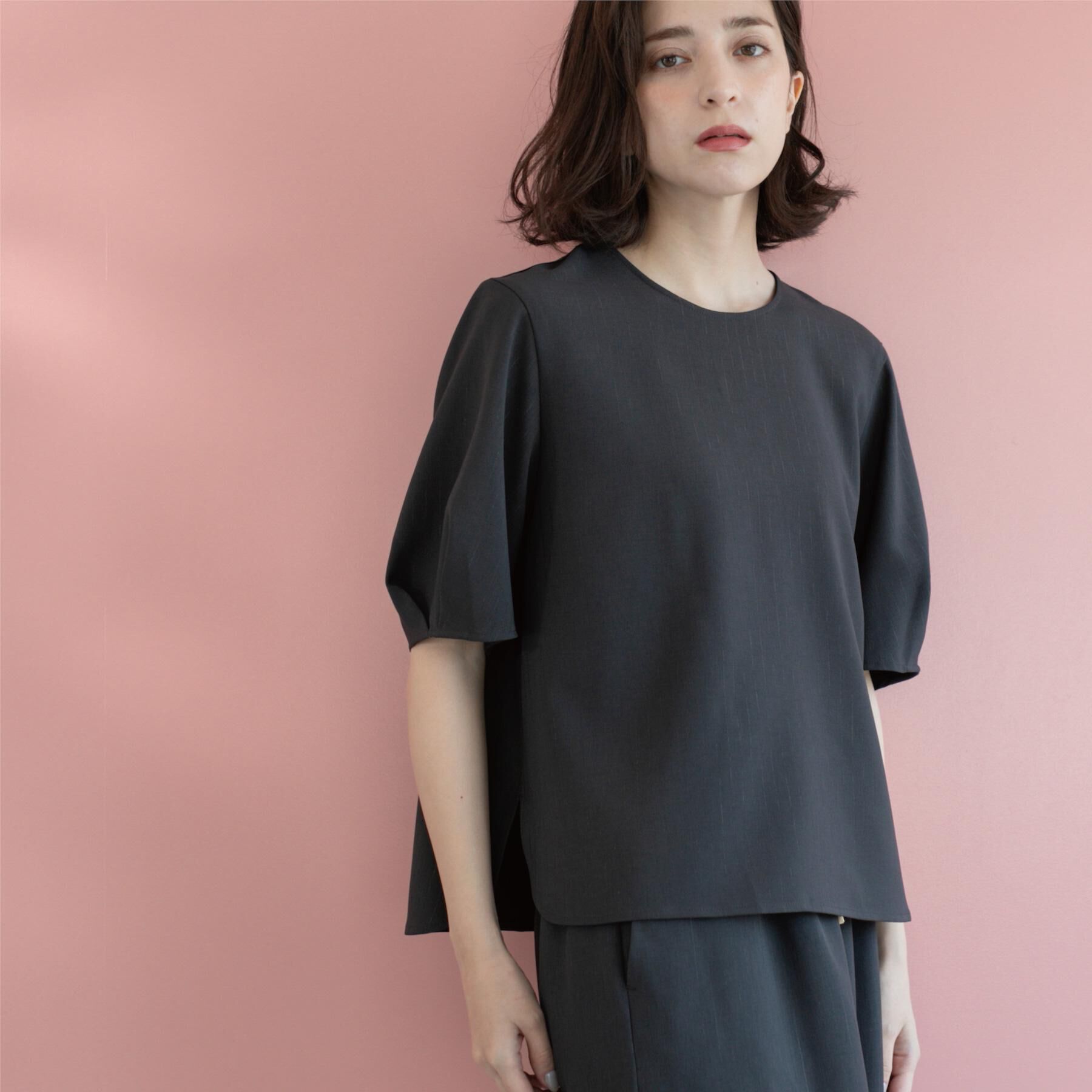 OPAQUE.CLIP「ラメストライプタックスリーブブラウス/セットアップ可【洗濯機洗い可/防シワ/吸水速乾】」|シャツ・ブラウス|