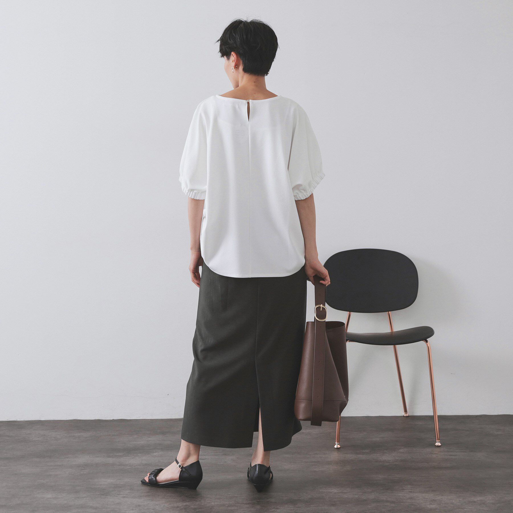 OPAQUE.CLIP「ラメストライプイージーナロースカート/セットアップ可【洗濯機洗い可/防シワ/吸水速乾】」|スカート|