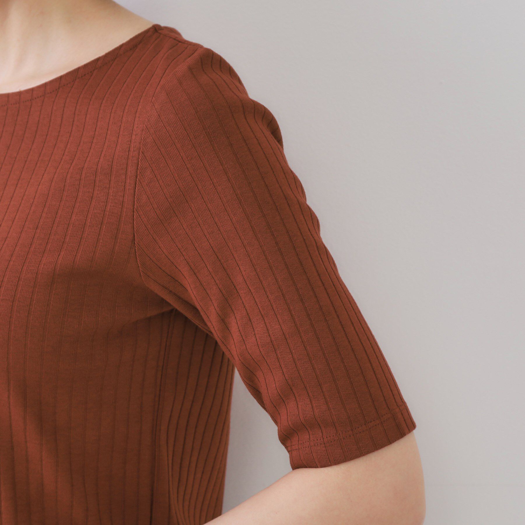 OPAQUE.CLIP「汗染み防止 ボートネックリブカットソー【洗濯機洗い可/抗ピル】」|Tシャツ・カットソー|