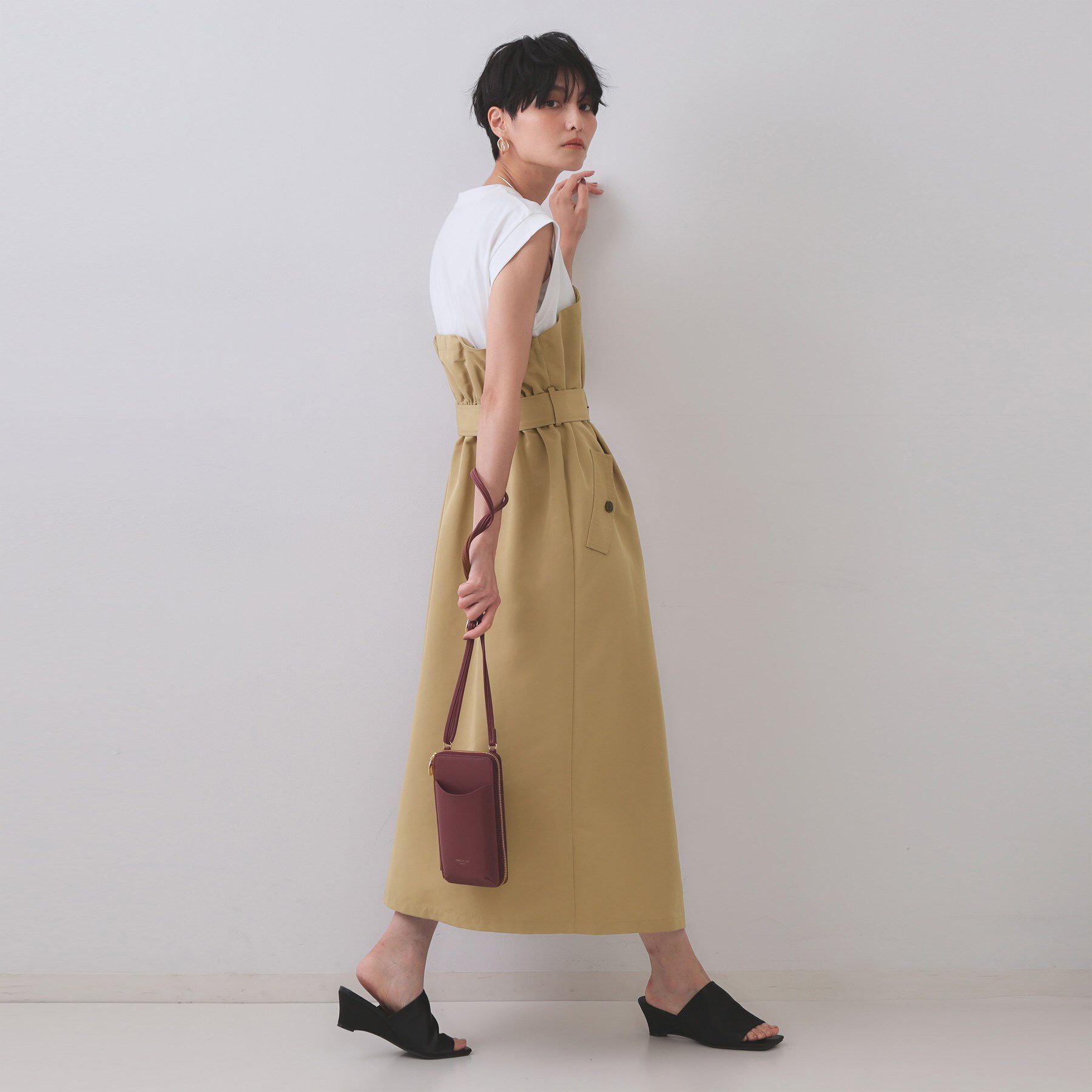 OPAQUE.CLIP「トレンチ風ベアドッキングワンピース【洗濯機洗い可】」|ワンピース|