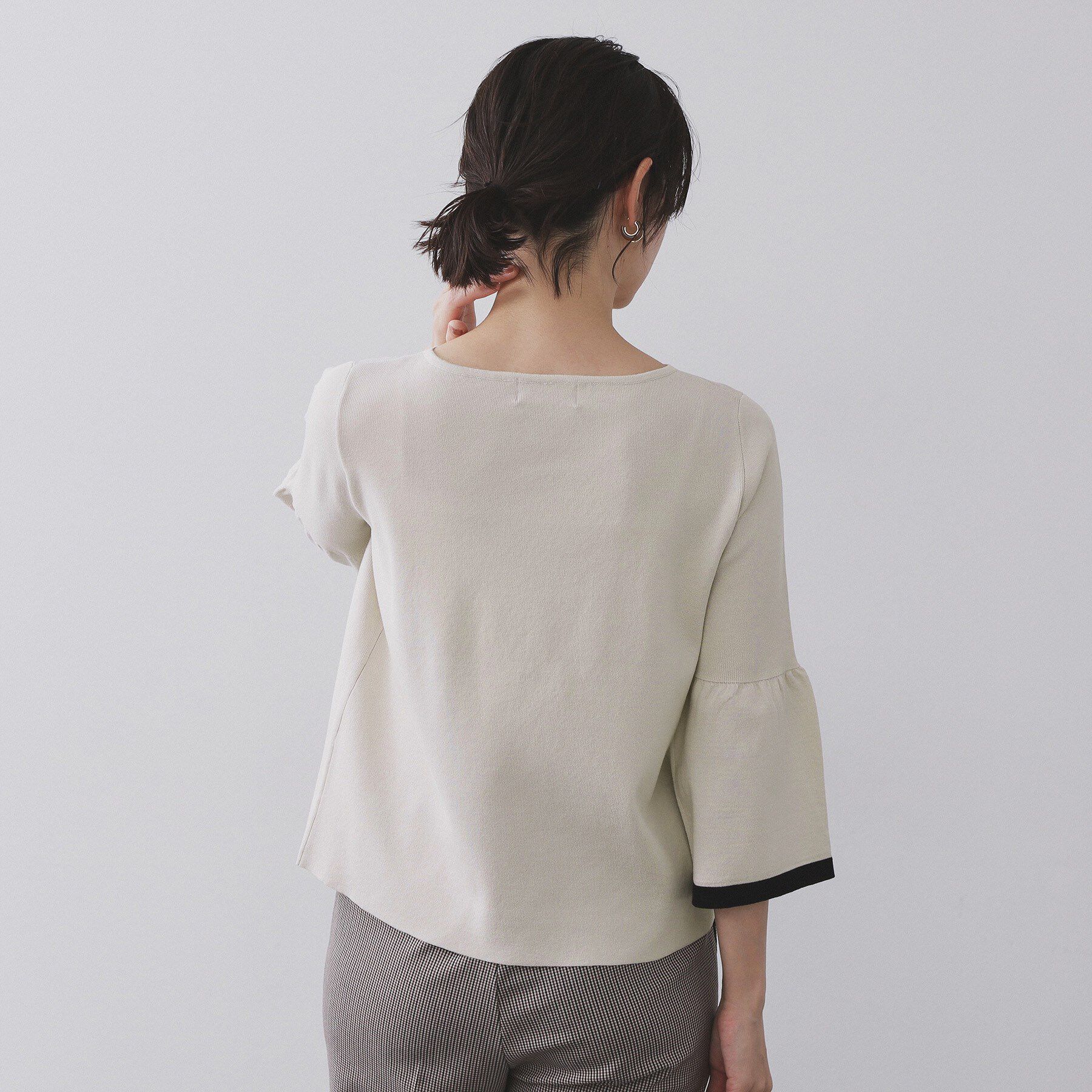 OPAQUE.CLIP「配色フレアスリーブニット【UVケア/洗濯機OK】」|ニット・セーター|