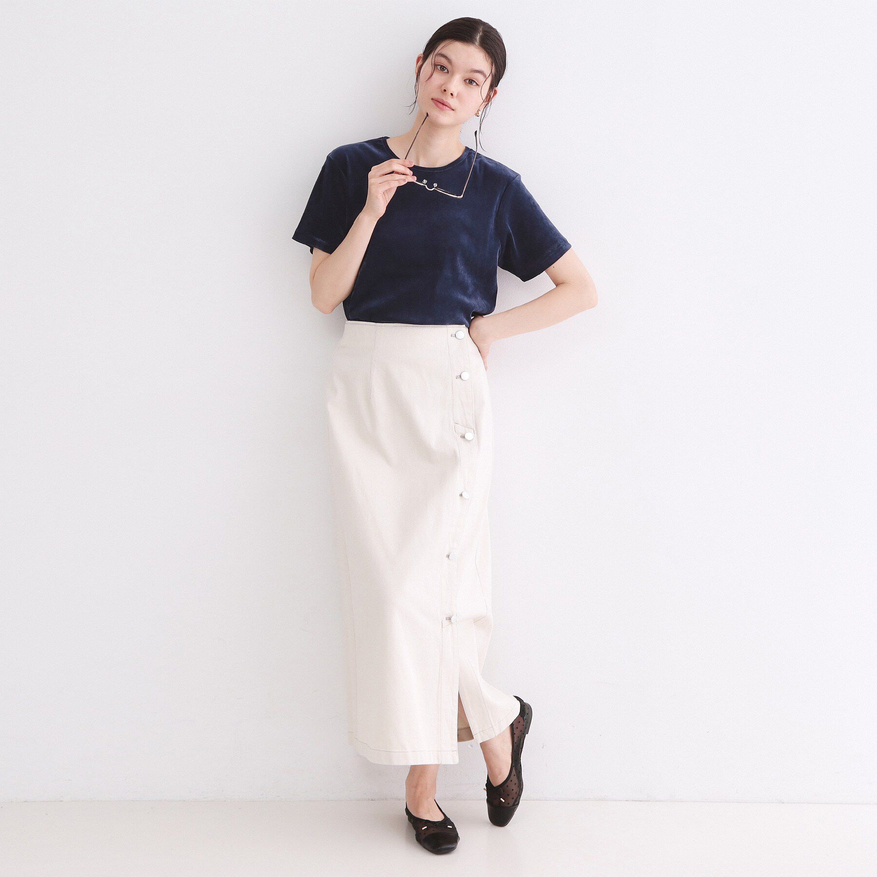 OPAQUE.CLIP「フロッキーチュールTシャツ【洗濯機洗い可】」|Tシャツ・カットソー|