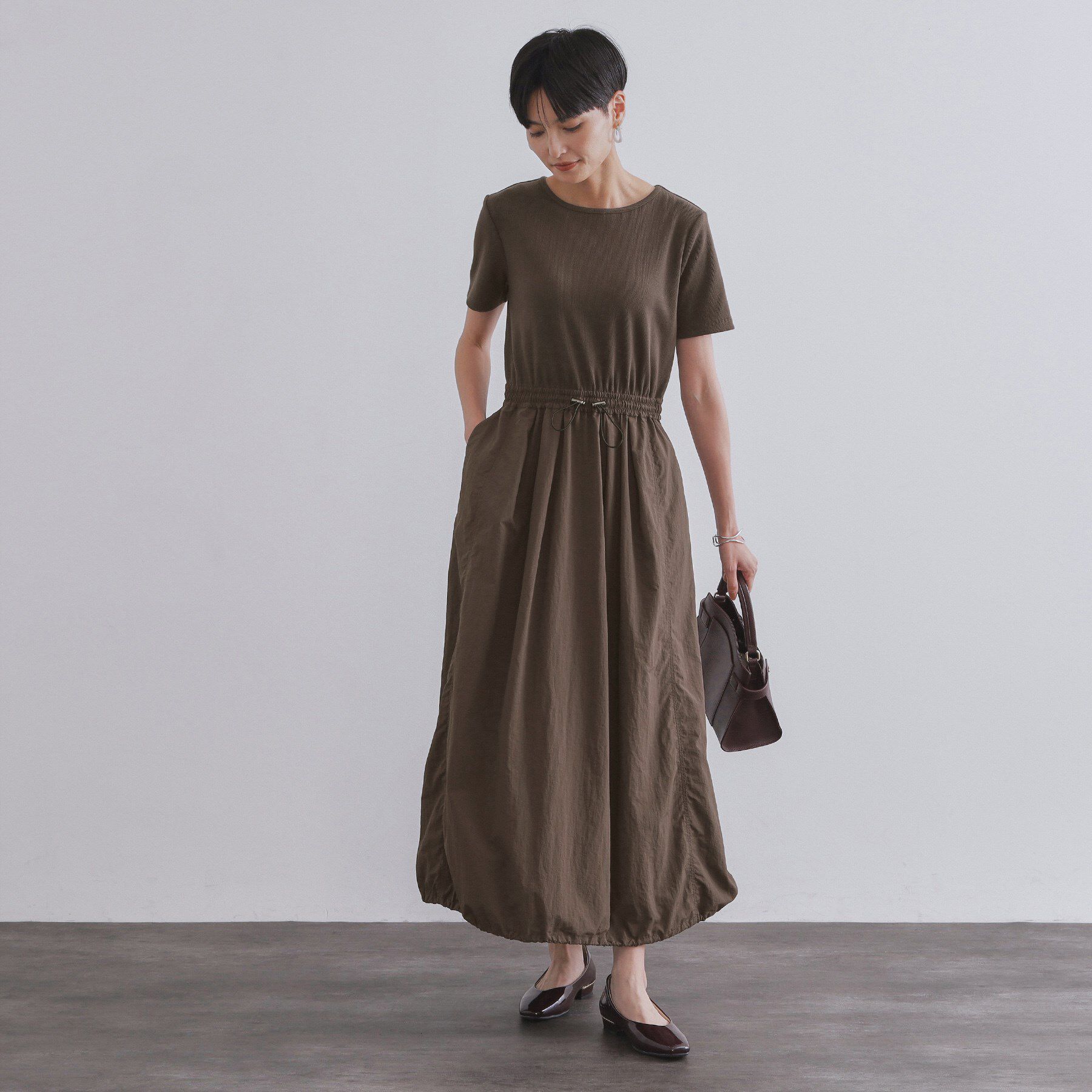 OPAQUE.CLIP「2WAYスピンドル使いドッキングワンピース【洗濯機洗い可】」|ワンピース|