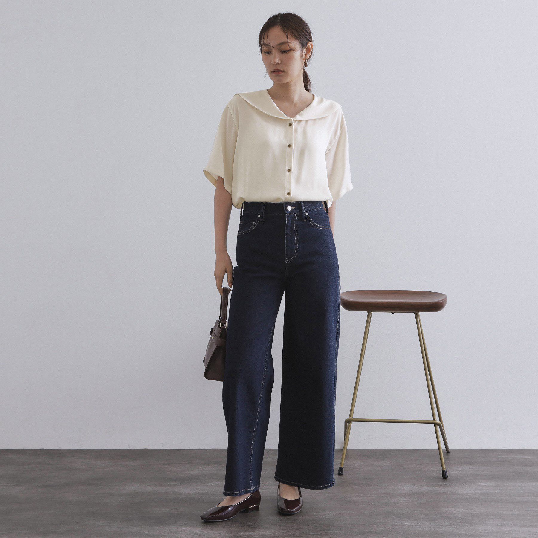 OPAQUE.CLIP「ヴィンテージサテンセーラーカラーブラウス【洗濯機洗い可】」|シャツ・ブラウス|