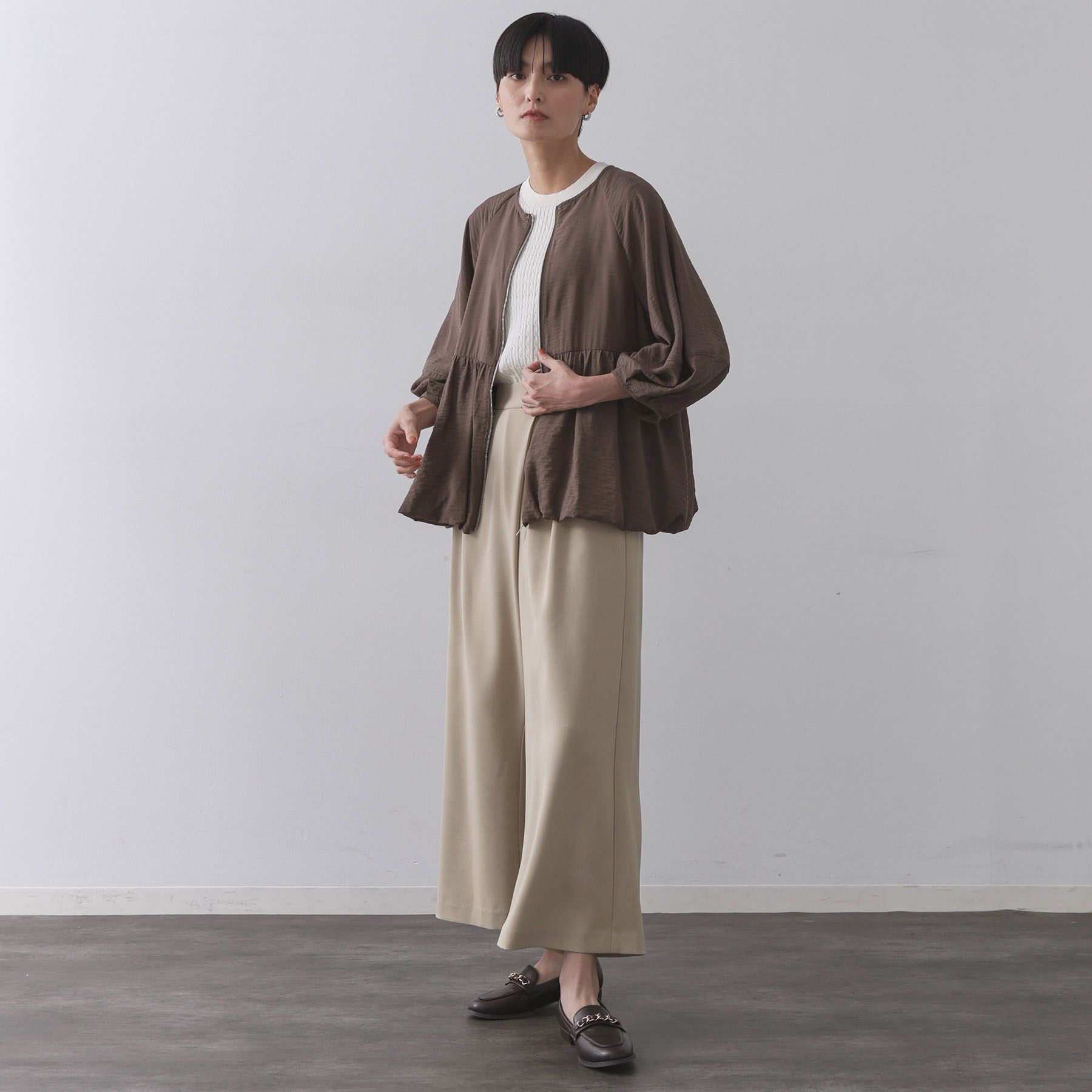 OPAQUE.CLIP「シアーバルーンペプラムブルゾン【洗える】」|ブルゾン・スタジャン|