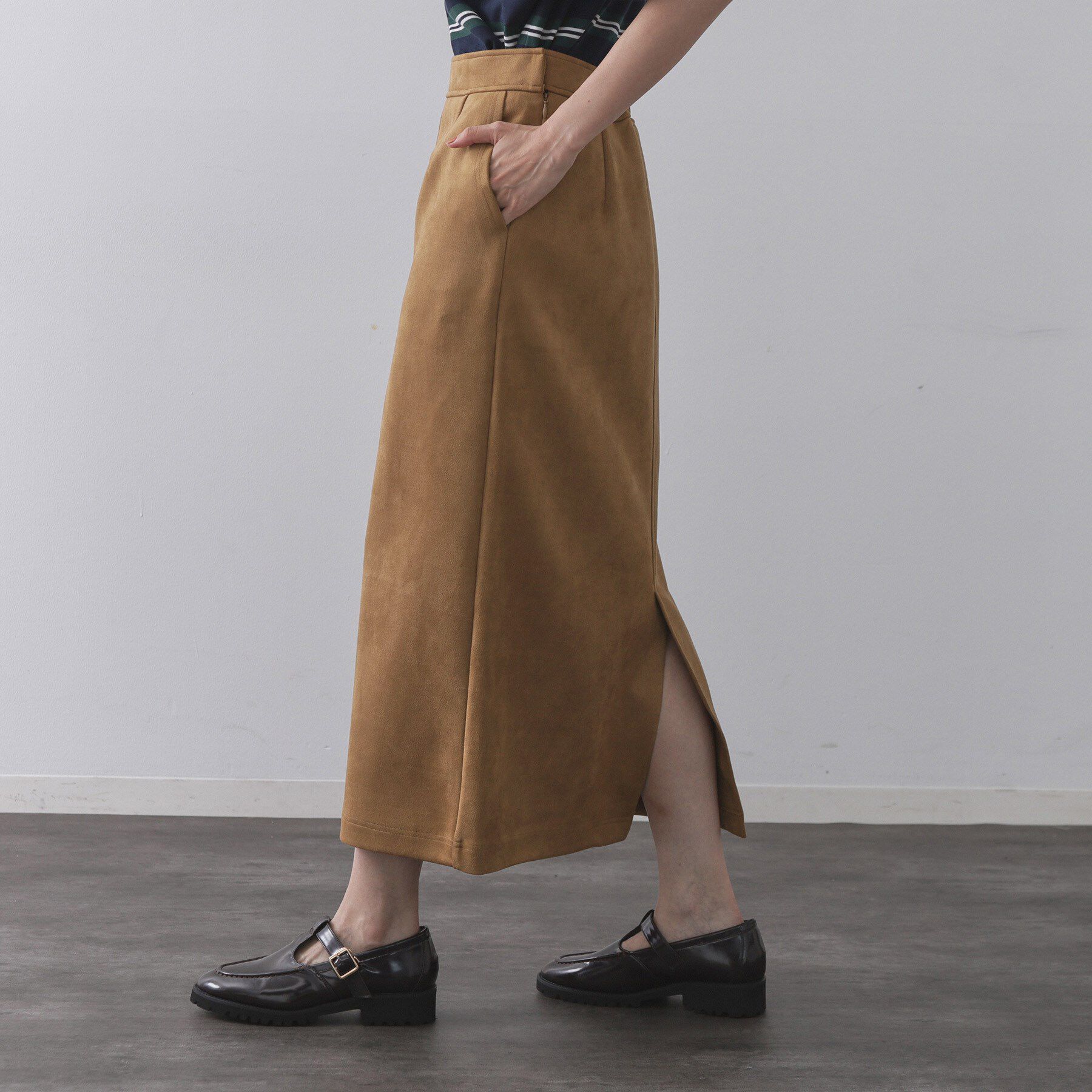 OPAQUE.CLIP「スエードライクナロースカート【洗濯機洗い可】」|スカート|