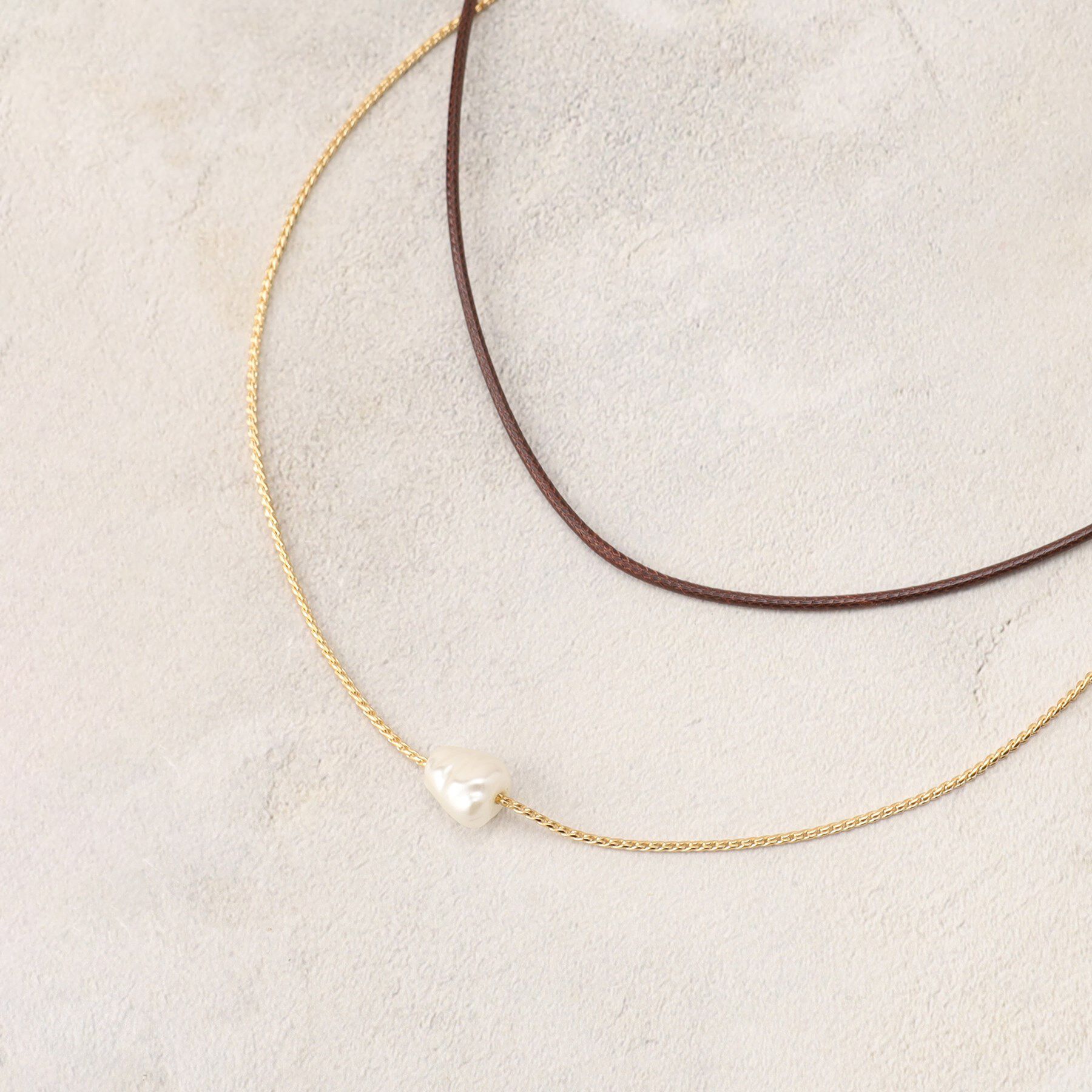 OPAQUE.CLIP「コード&times;チェーン&times;フェイクパールネックレス」|ネックレス|