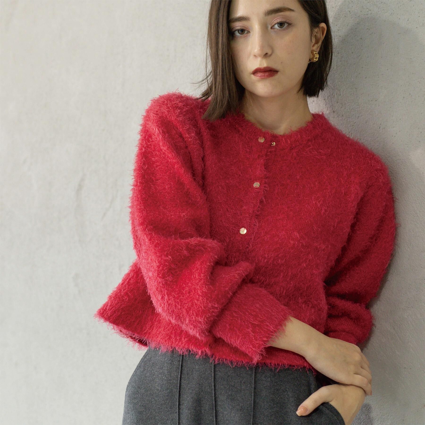 OPAQUE.CLIP「シャギーショートカーディガン【洗濯機OK】《6col》」|カーディガン|