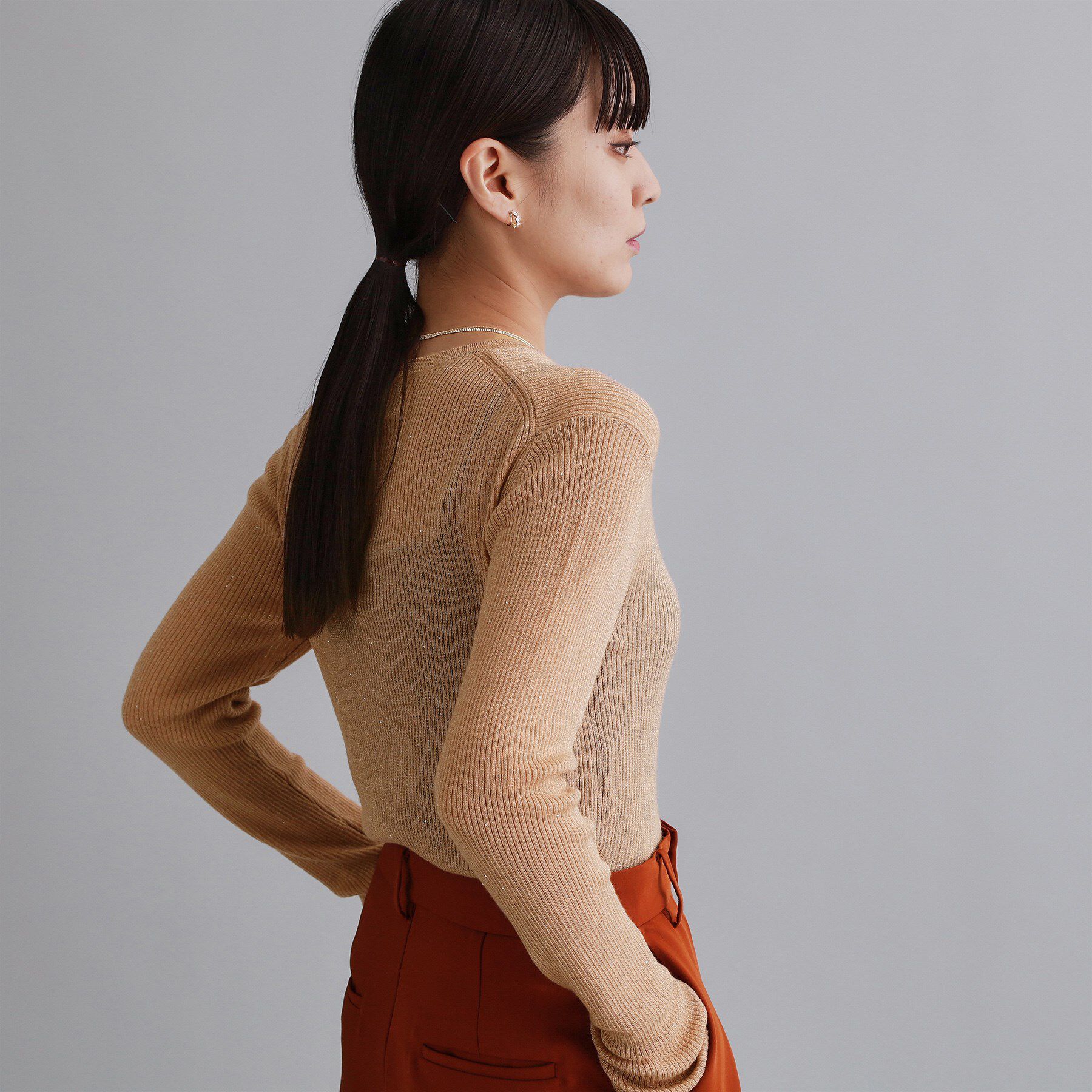 OPAQUE.CLIP「【es】ラメスパンコールリブニット【洗える】」|ニット・セーター|