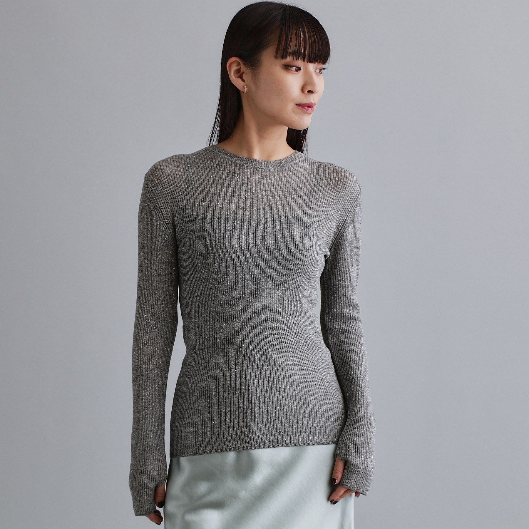 OPAQUE.CLIP「【es】ラメスパンコールリブニット【洗える】」|ニット・セーター|