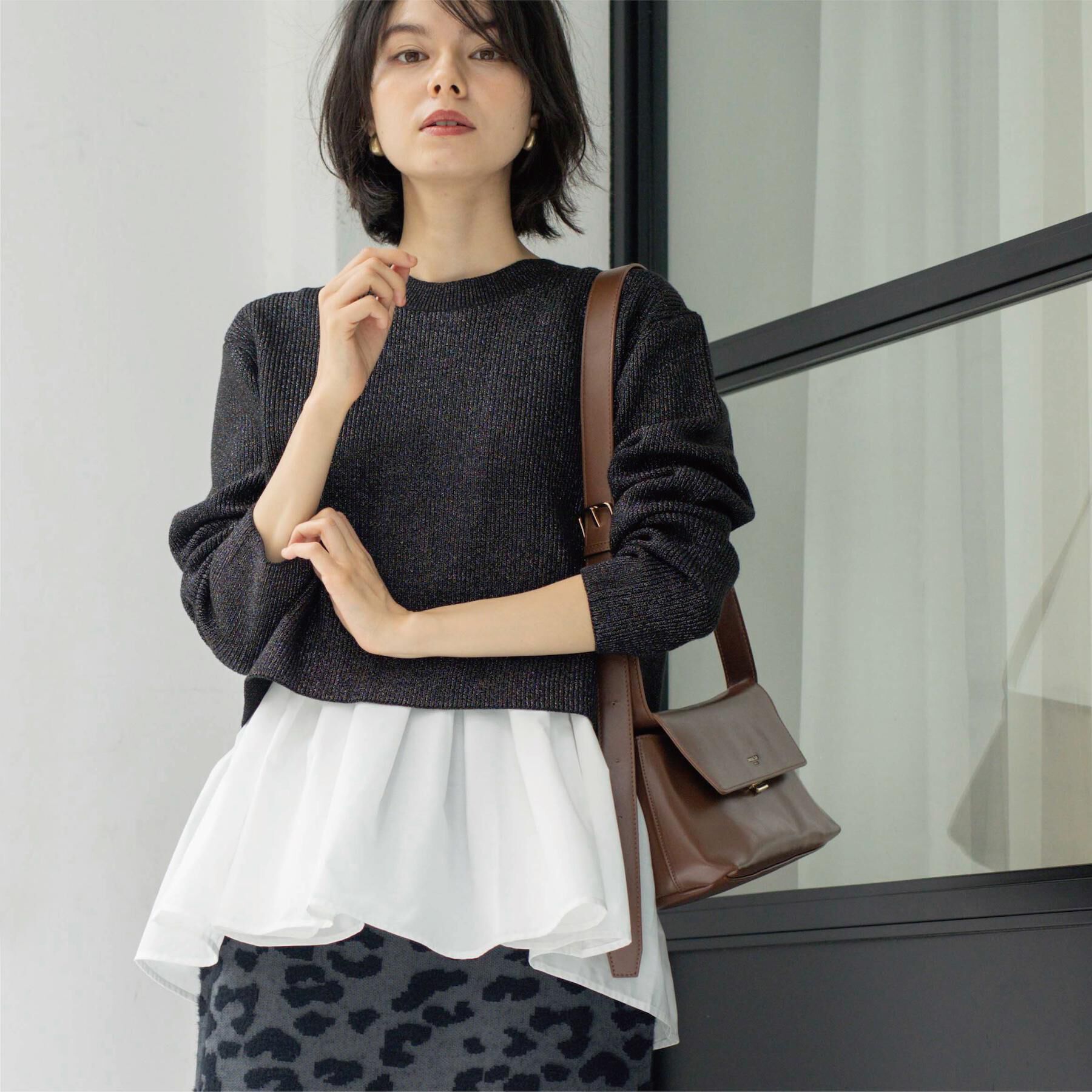 OPAQUE.CLIP「《ツインセット》ショートラメニット&times;フレアタンクトップ【洗濯機OK】」|その他|