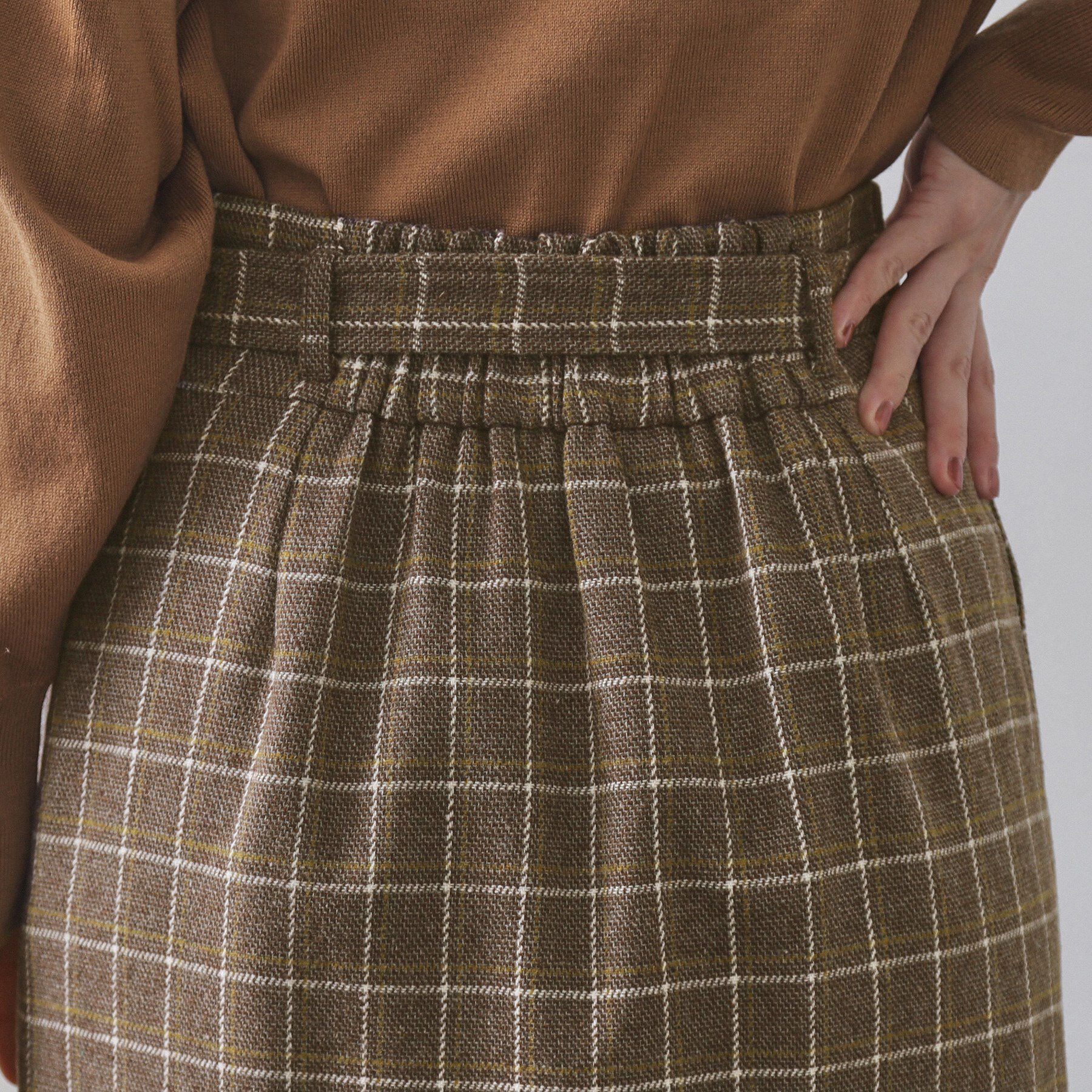 OPAQUE.CLIP「チェックツイード ラップ風ナロースカート【洗濯機OK】」|スカート|