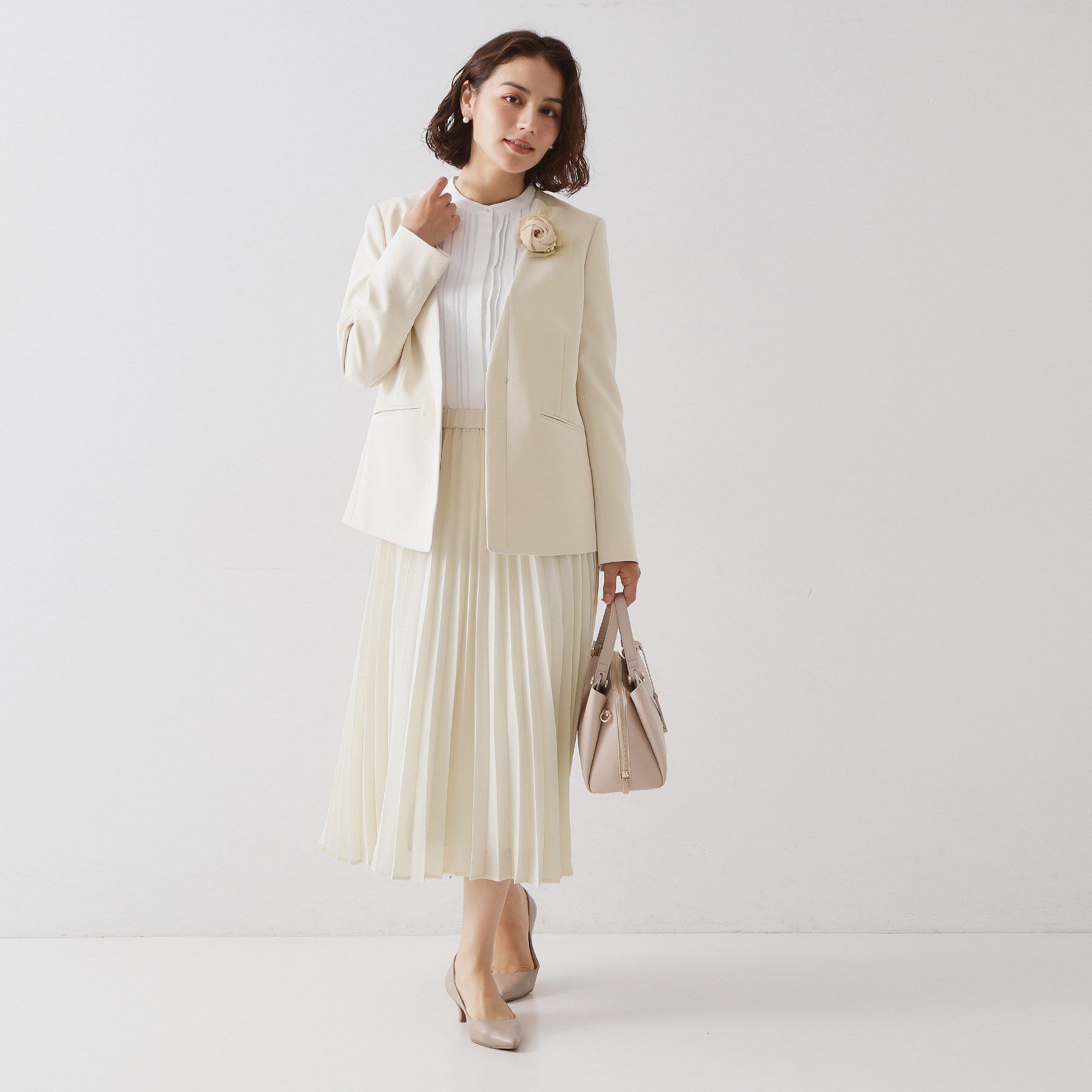 OPAQUE.CLIP「《通勤/セットアップ対応》 Vネックジャケット/ダブルクロス【洗濯機OK】」|ノーカラージャケット|