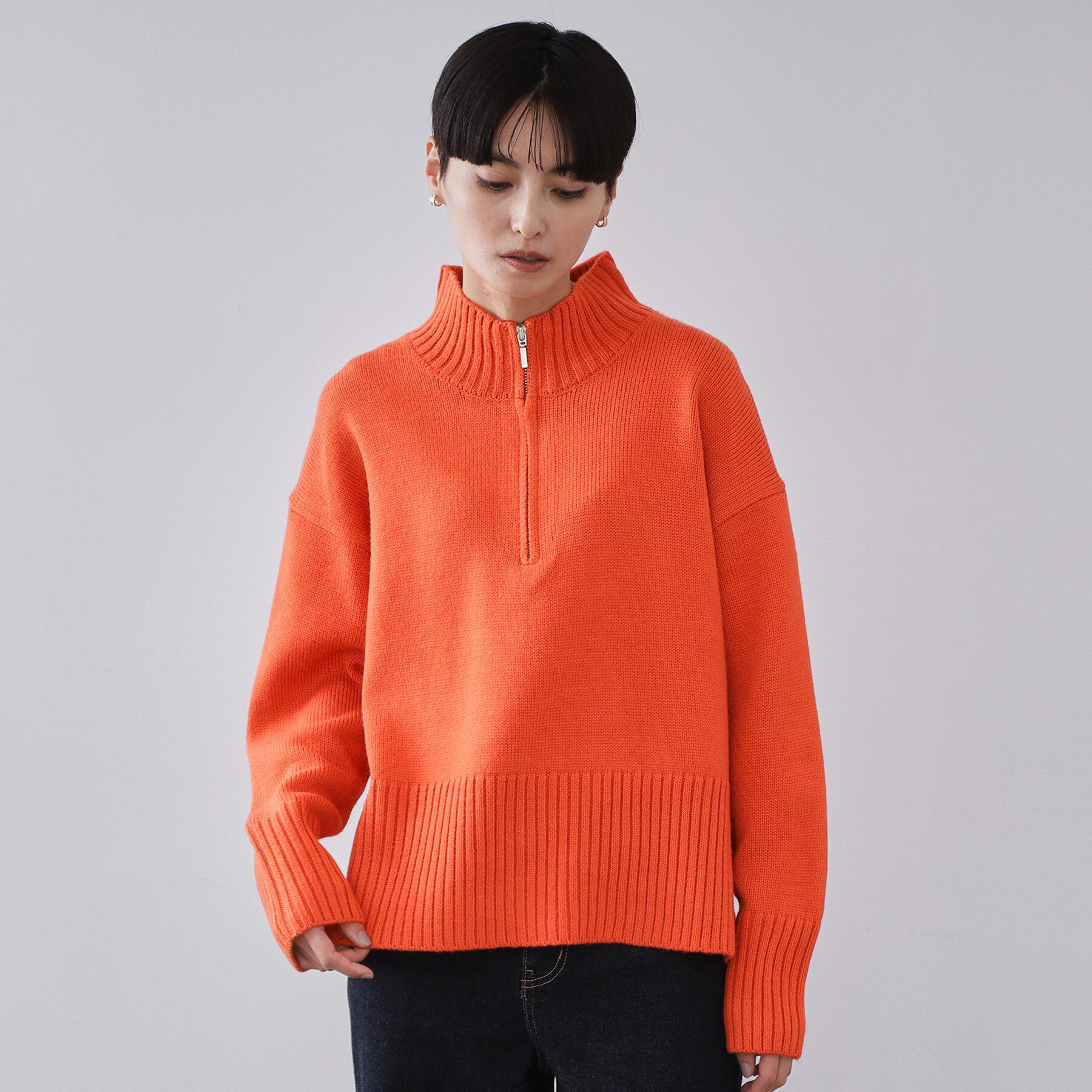 OPAQUE.CLIP「ハーフジップミドルゲージニット【洗濯機OK】」|ニット・セーター|