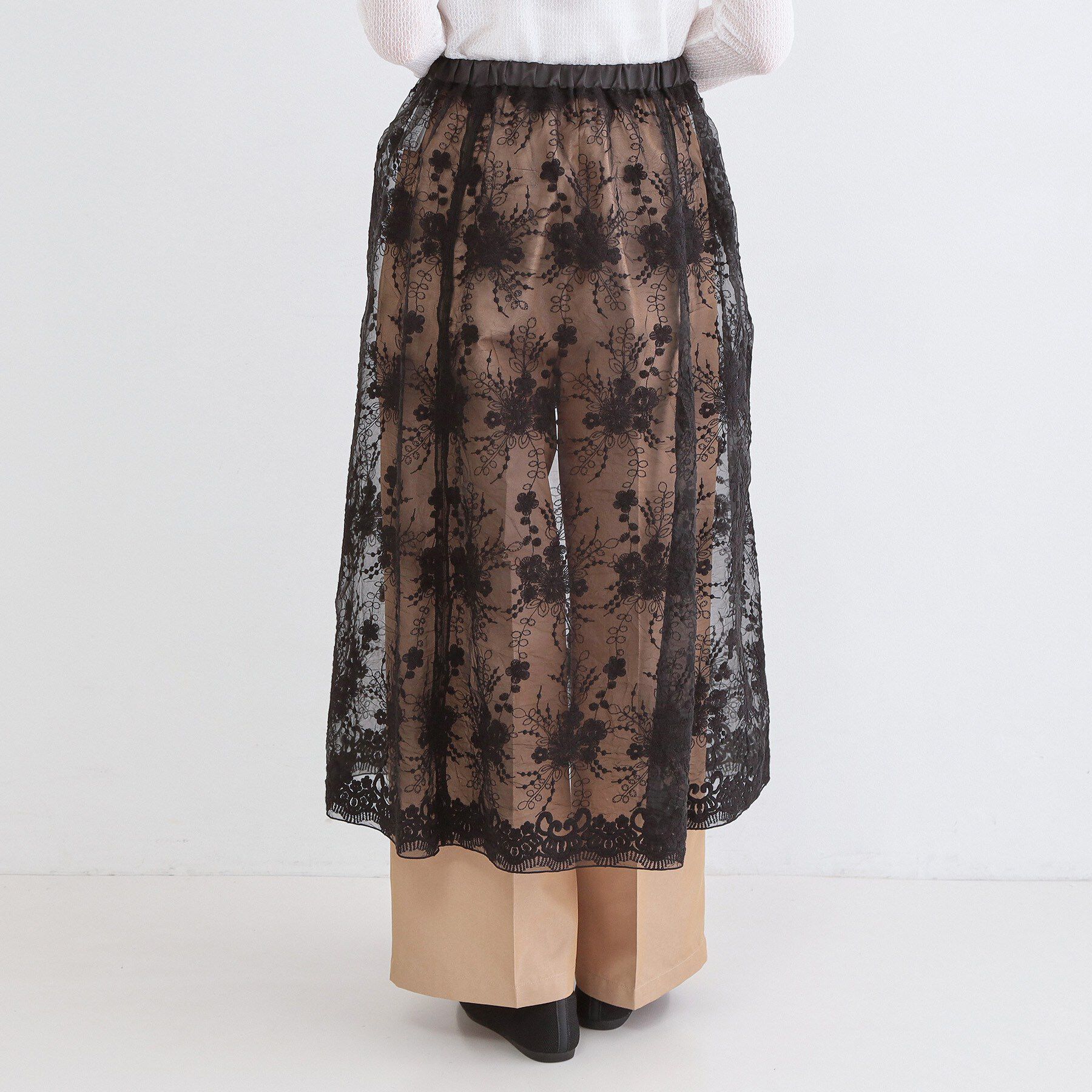 OPAQUE.CLIP「シアーレース刺繍レイヤードスカート【洗濯機OK】」|スカート|