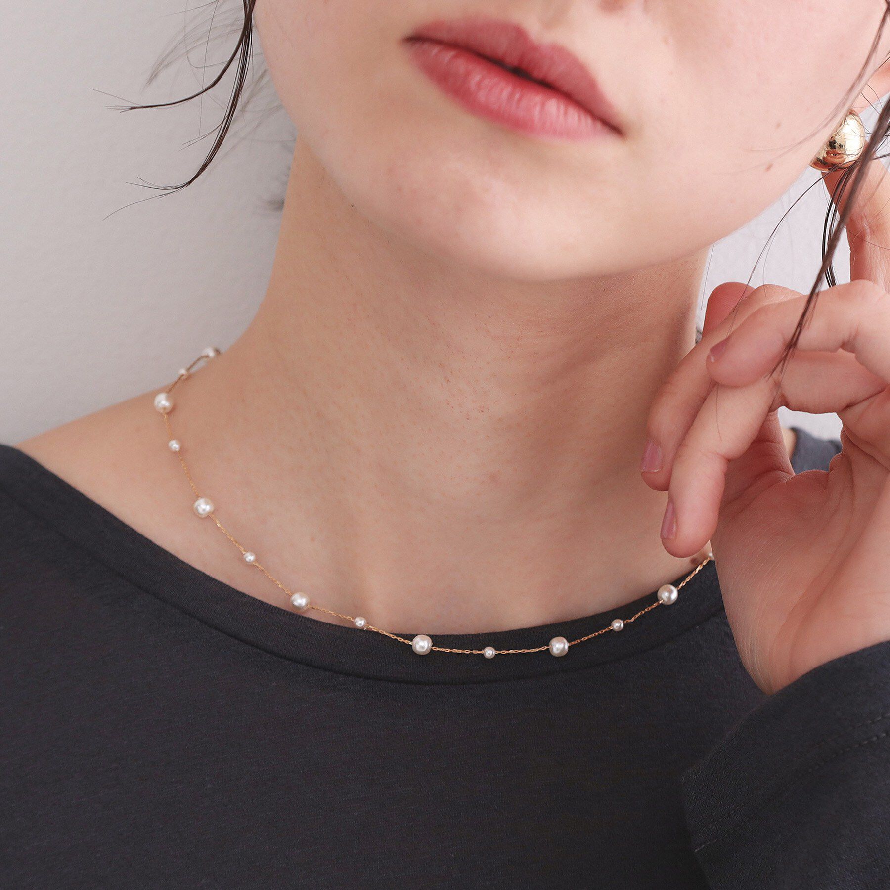 OPAQUE.CLIP「フェイクパール華奢ネックレス」|ネックレス|