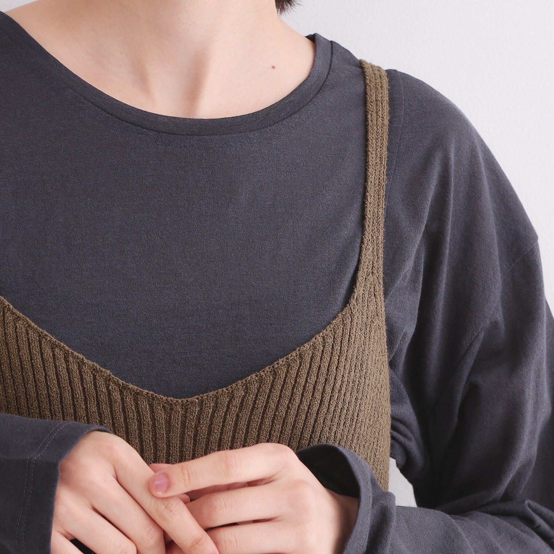 OPAQUE.CLIP「ペプラムキャミソールニット【洗濯機OK】」|キャミソール|