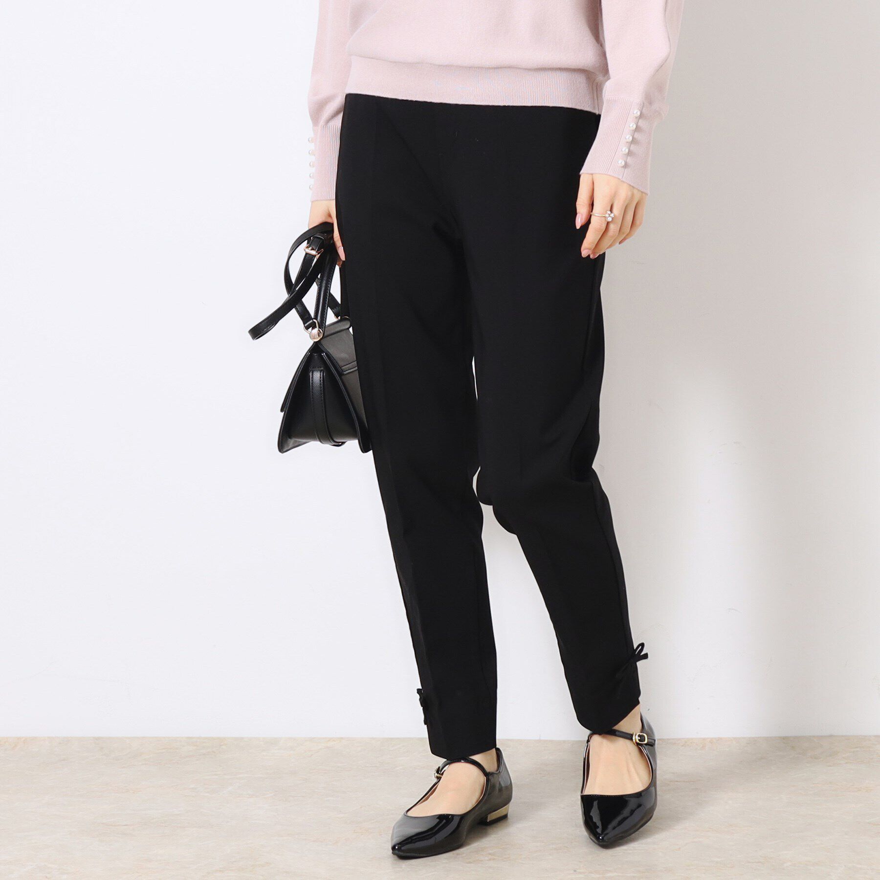 Couture broach「【ラクチンきれい見えパンツ】リボンハイパーストレッチパンツ」|その他|ブラック(019)