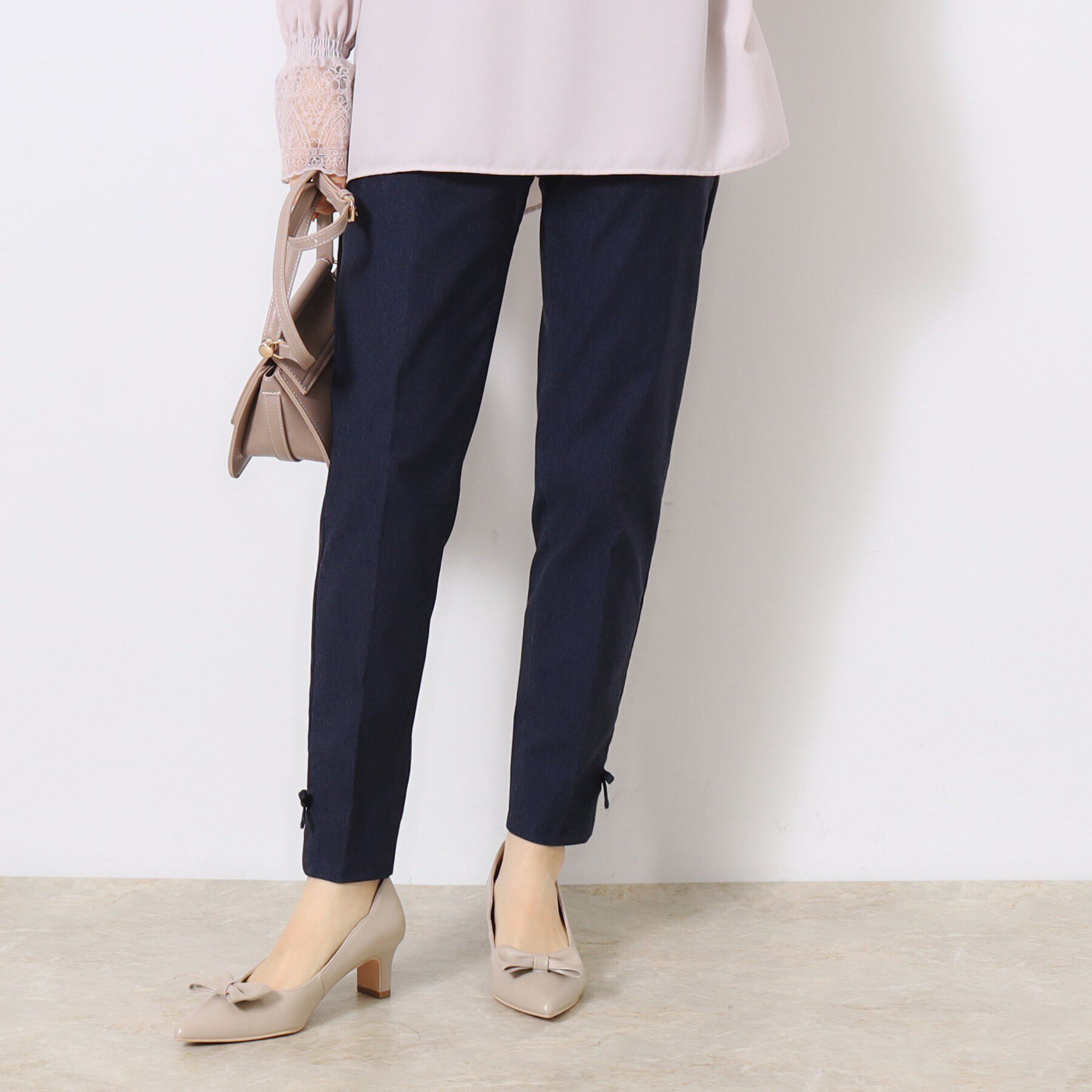 Couture broach「【ラクチンきれい見えパンツ】リボンハイパーストレッチパンツ」|その他|ネイビー(094)