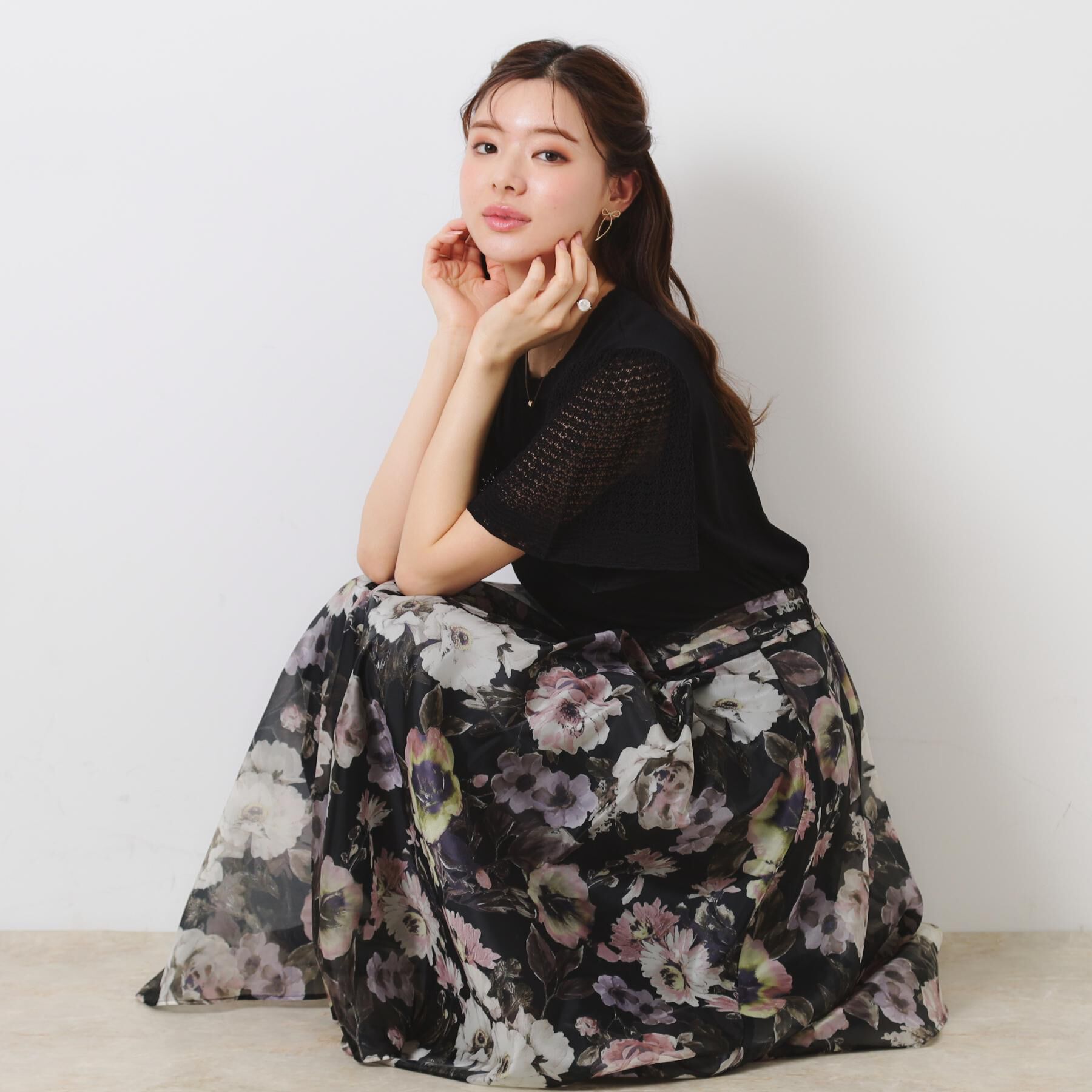 Couture broach「【一枚で着映える・華やか・上品】Summerオーガンフルールスカート」|スカート|