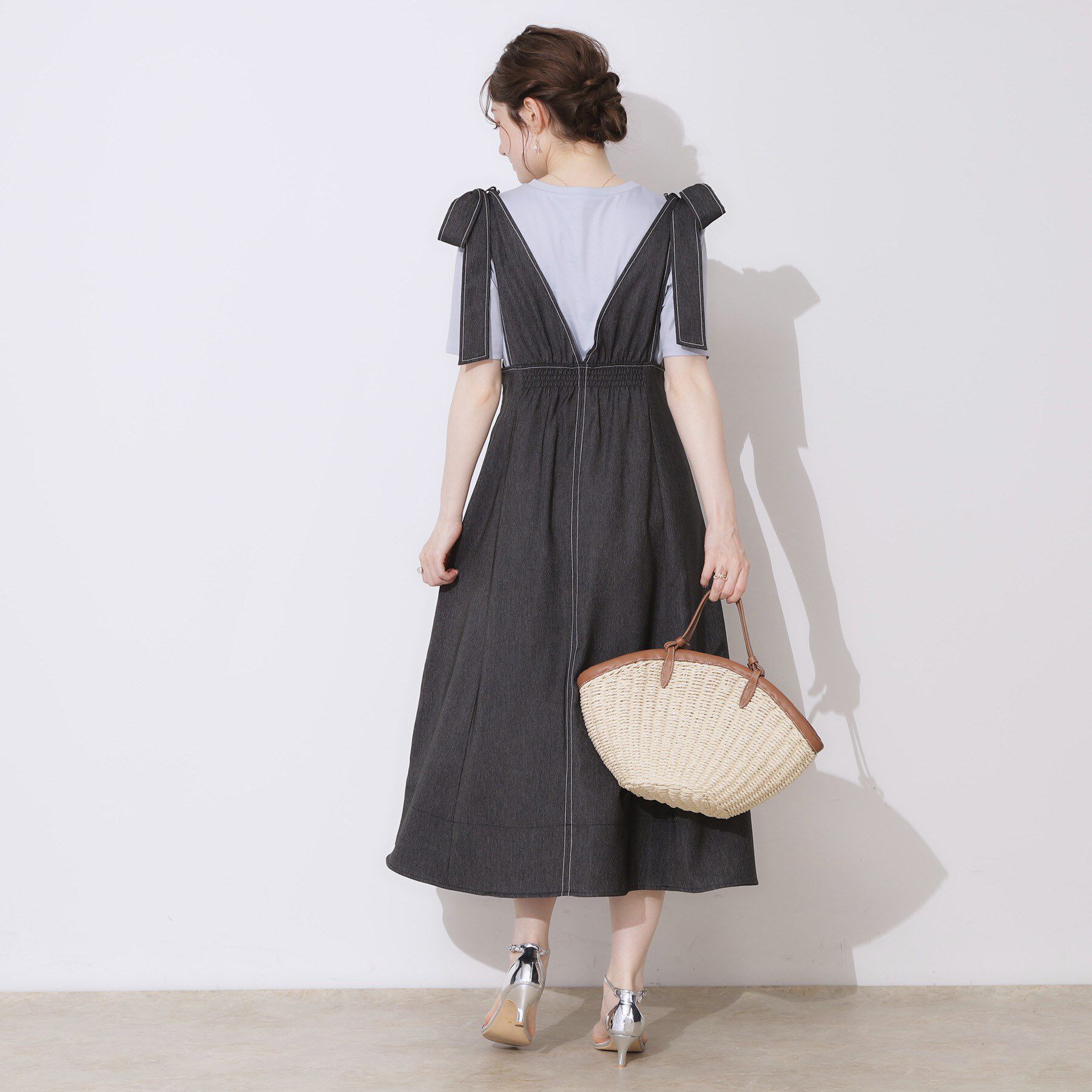 Couture broach「デニムライク肩リボンワンピース」|ワンピース|