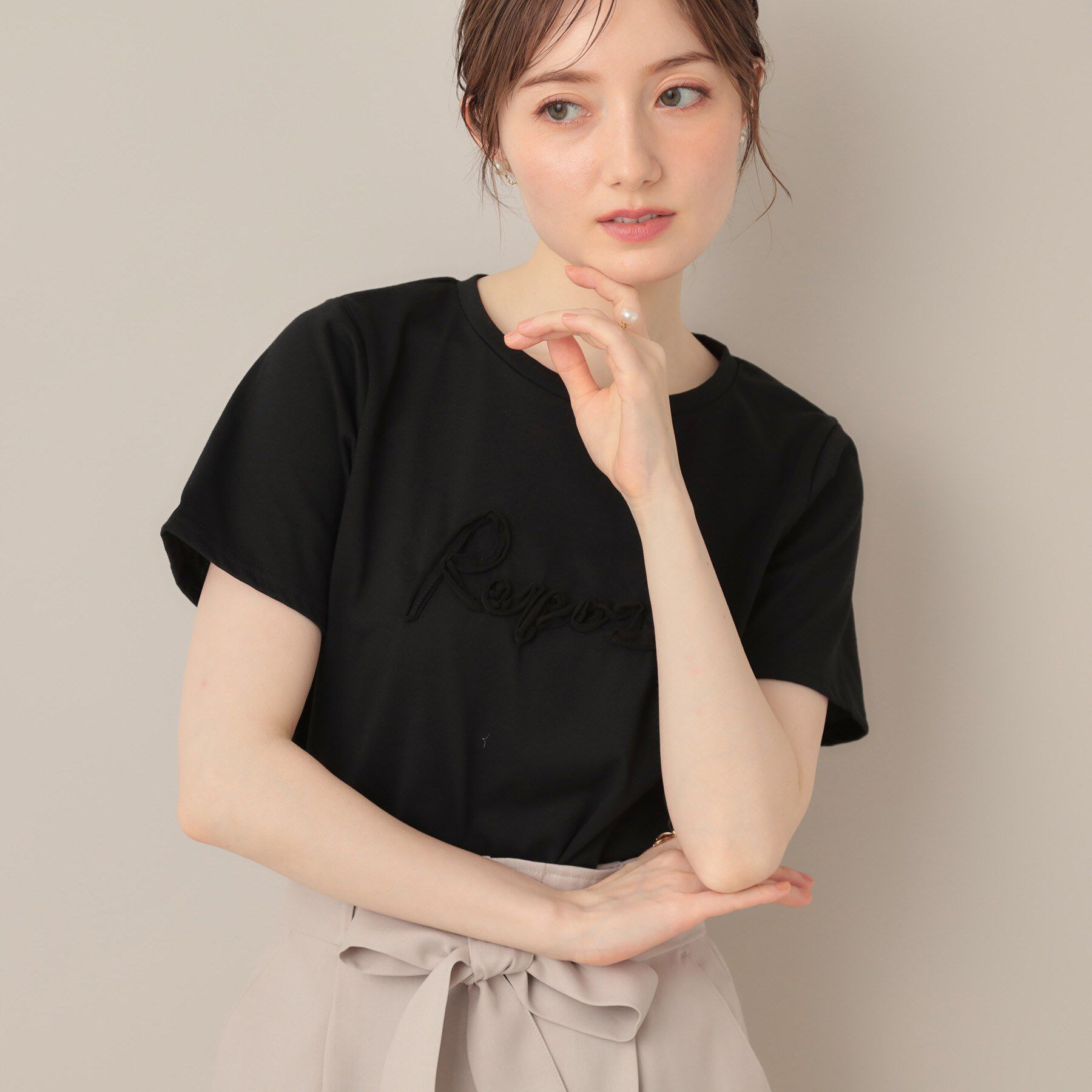 Couture broach「テープ刺繍ロゴT」|Tシャツ・カットソー|ブラック(019)