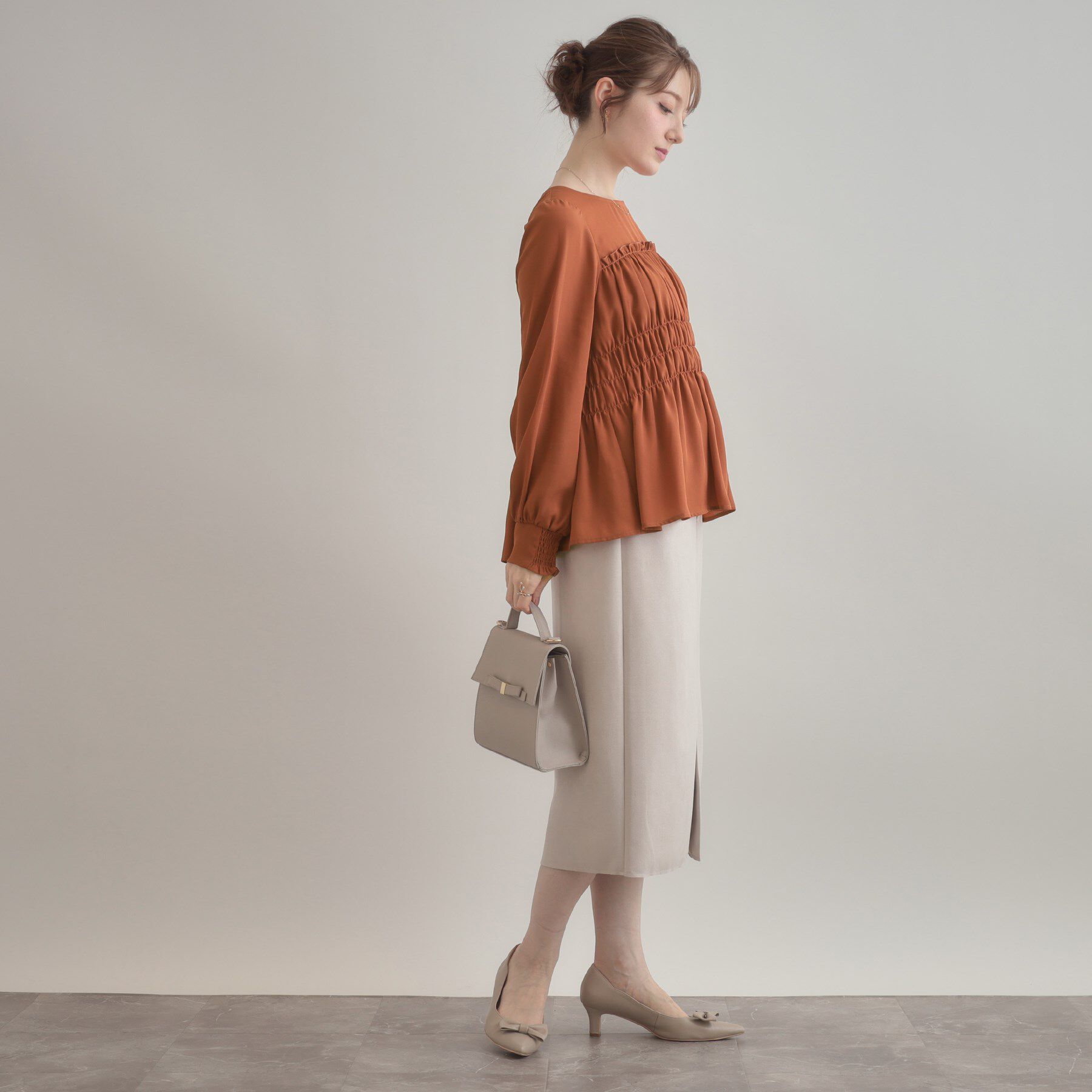 Couture broach「【マシンウォッシャブル・きれいめ・通勤】シャーリングチュニックブラウス」|シャツ・ブラウス|