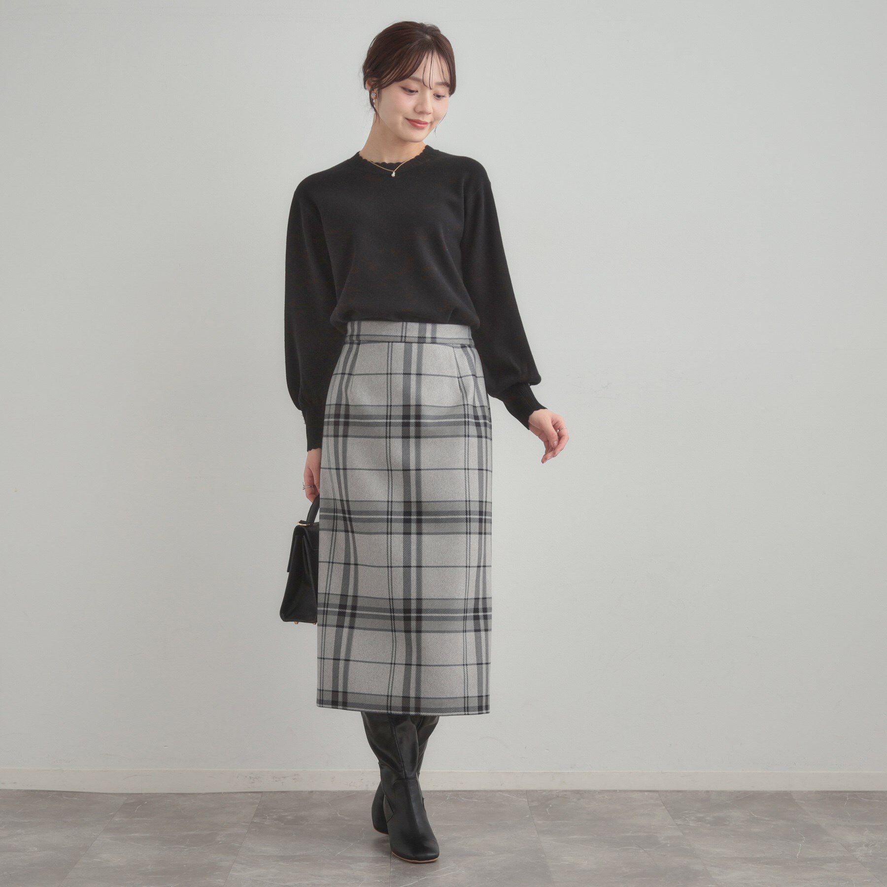 Couture broach「【洗える/微起毛】Iライン チェックスカート」|スカート|