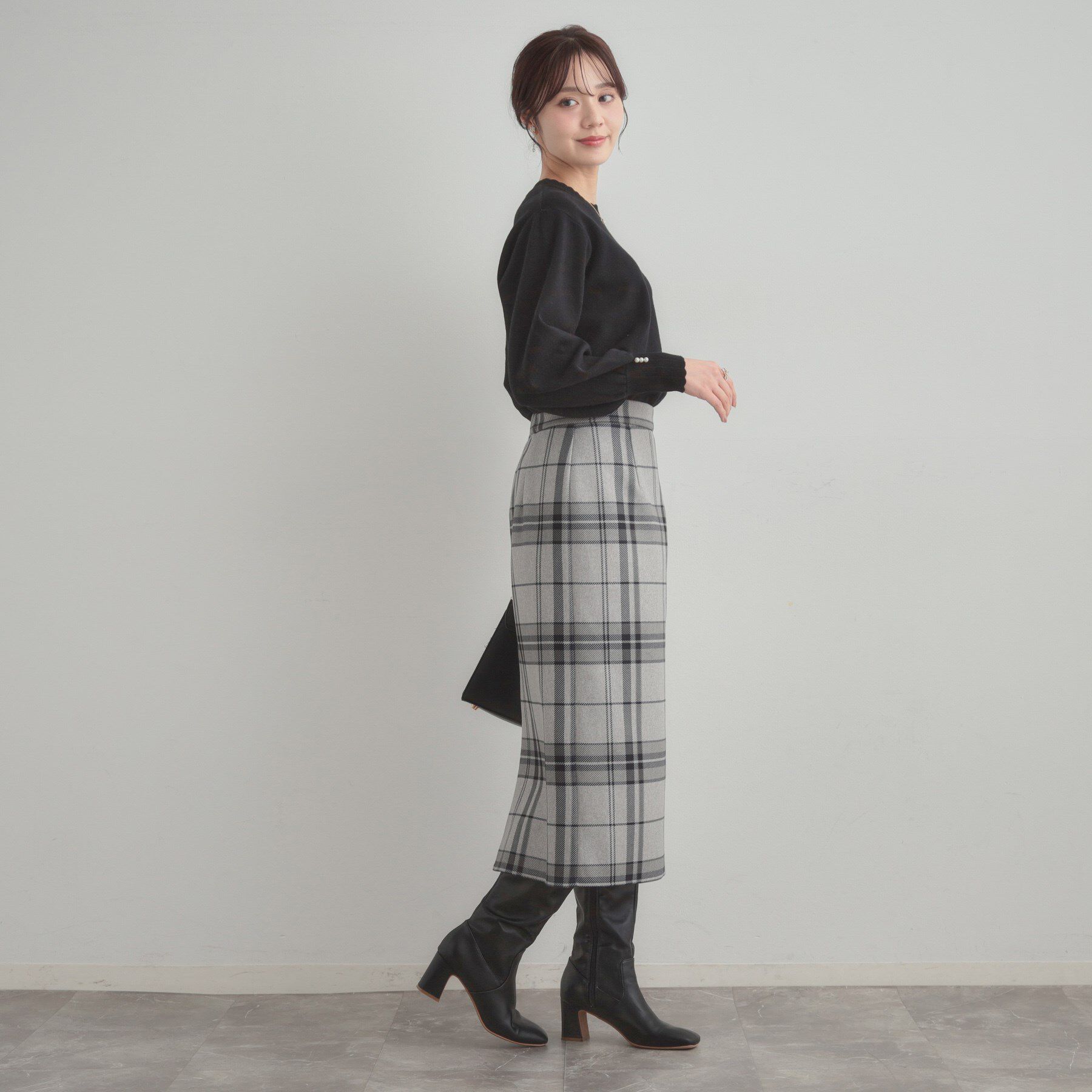 Couture broach「【洗える/微起毛】Iライン チェックスカート」|スカート|