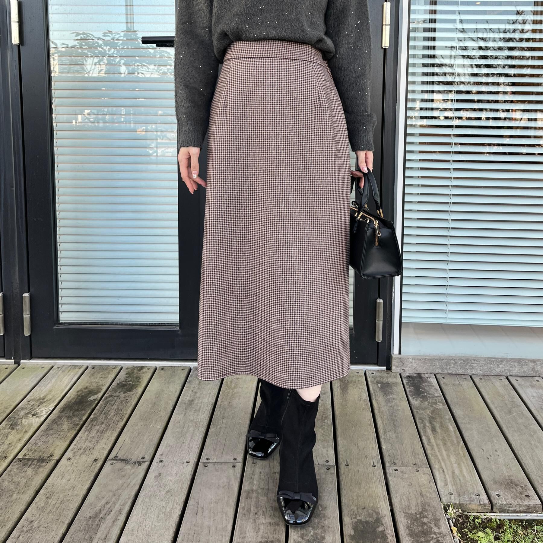 Couture broach「【洗える/微起毛】Iライン チェックスカート」|スカート|