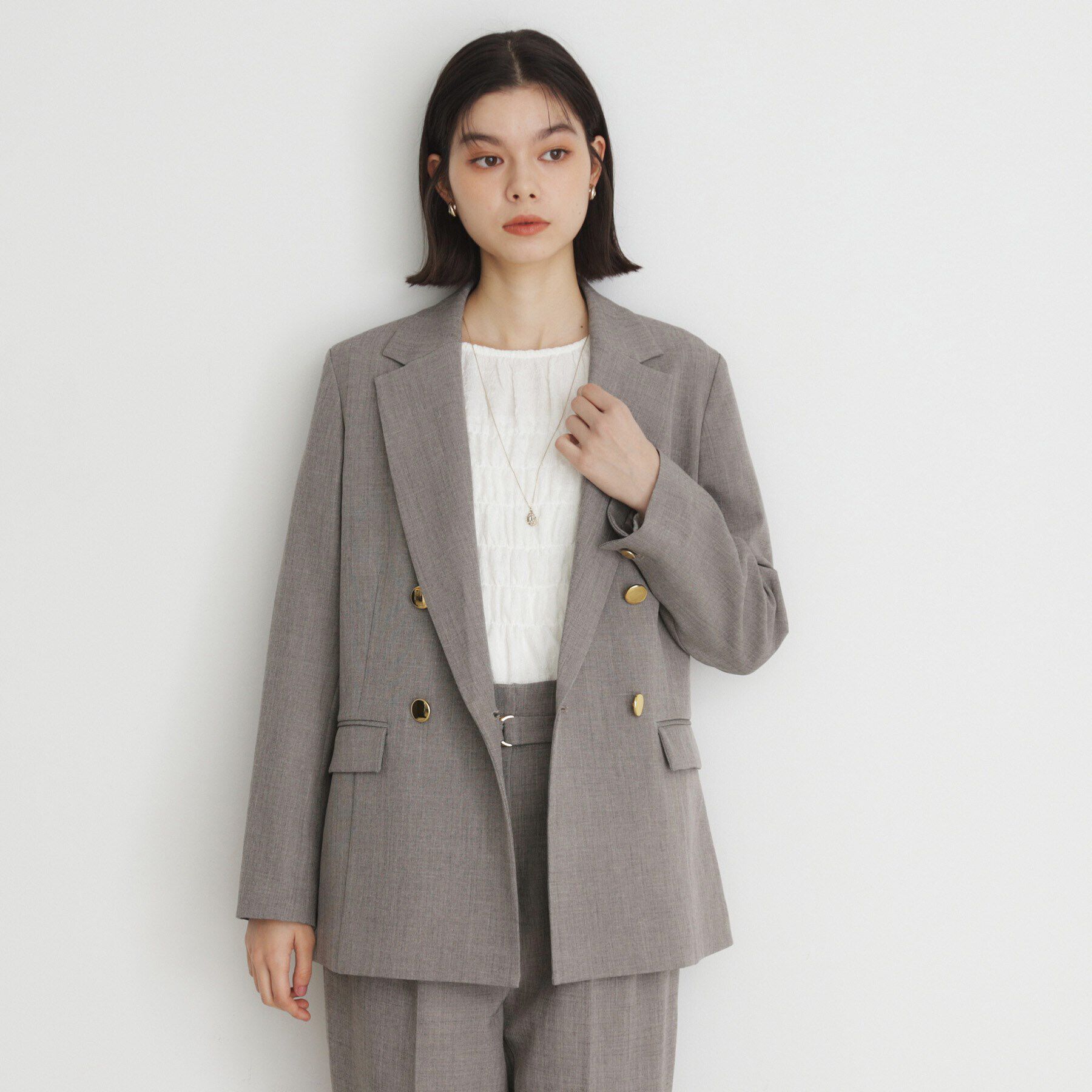 THE SHOP TK「【ONOFF活躍／セレモニー／通勤】CAVIAN Wブレストジャケット／洗える」|テーラードジャケット|