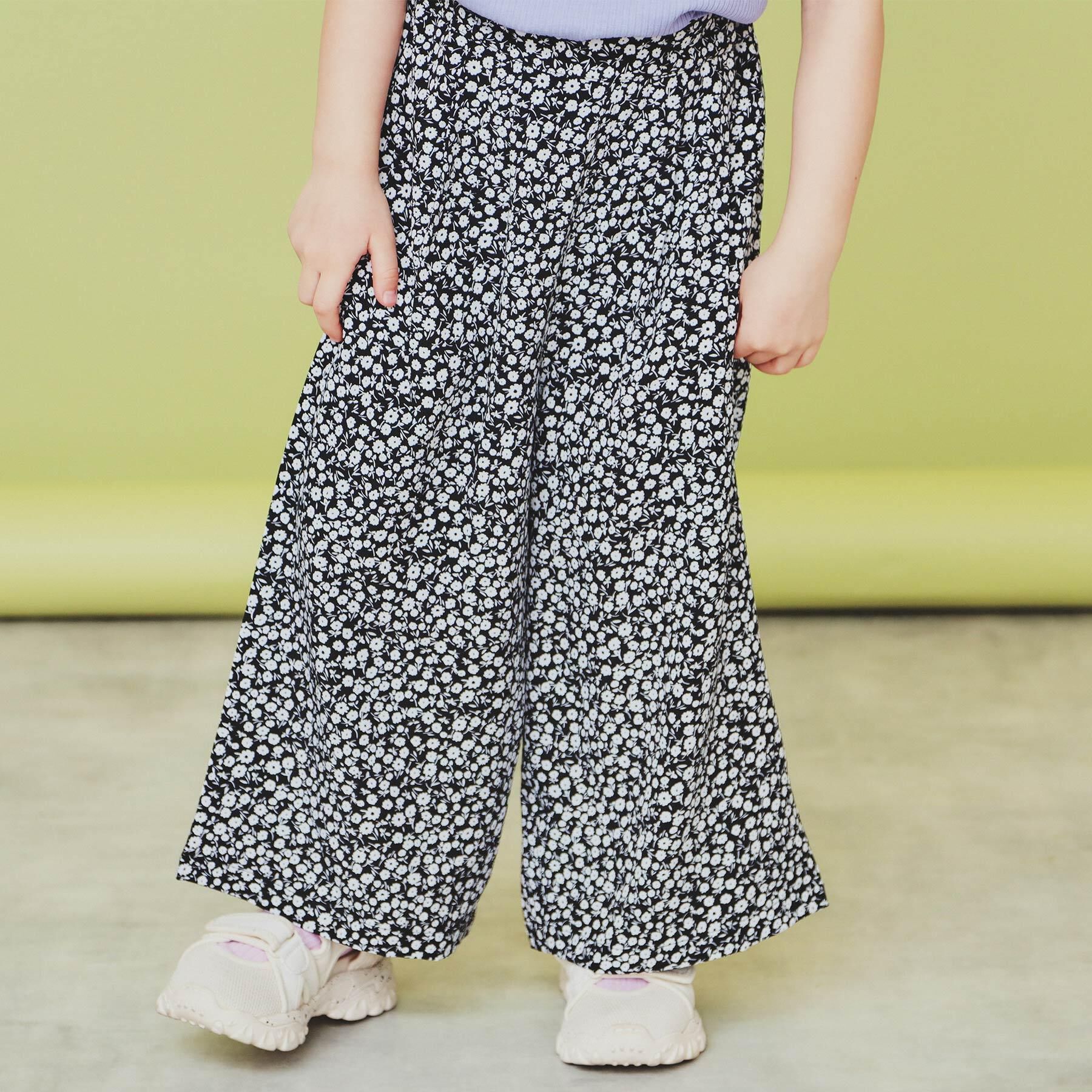 THE SHOP TK「【120-150】デニム＆花柄スカーチョ/ママとおそろい・洗濯機OK」|その他|ブラック(119)