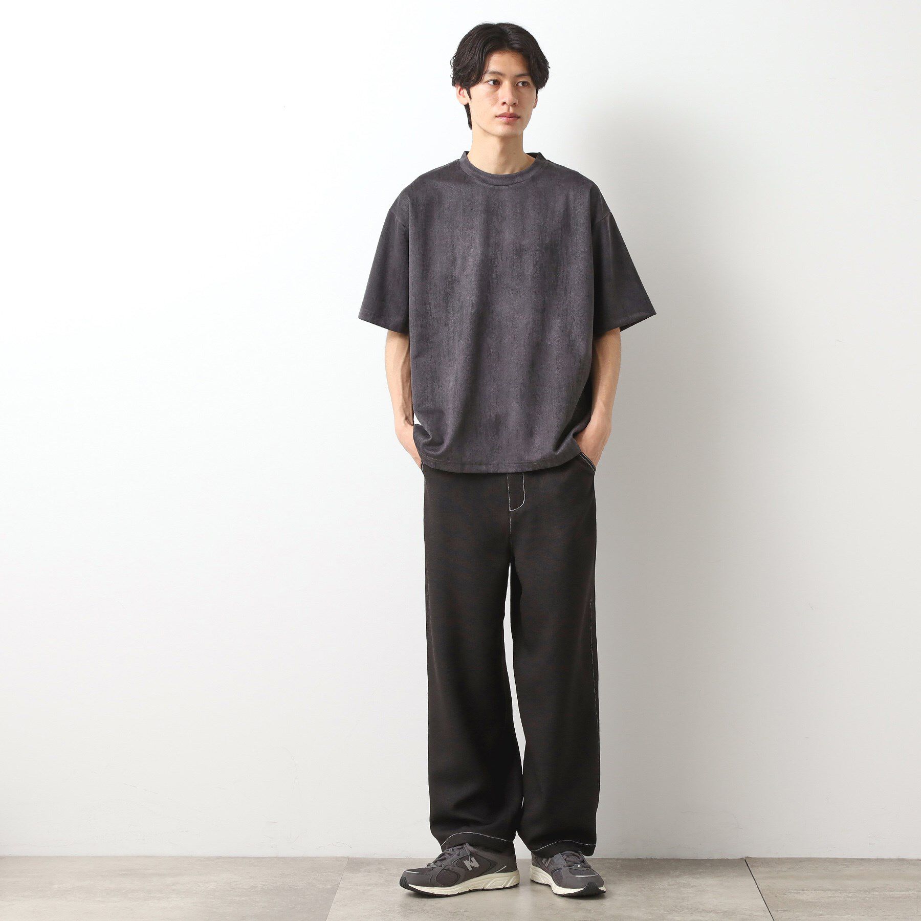 THE SHOP TK「スウェードプリント半袖Tシャツ　【オーバーサイズ/洗濯機OK】」|Tシャツ・カットソー|