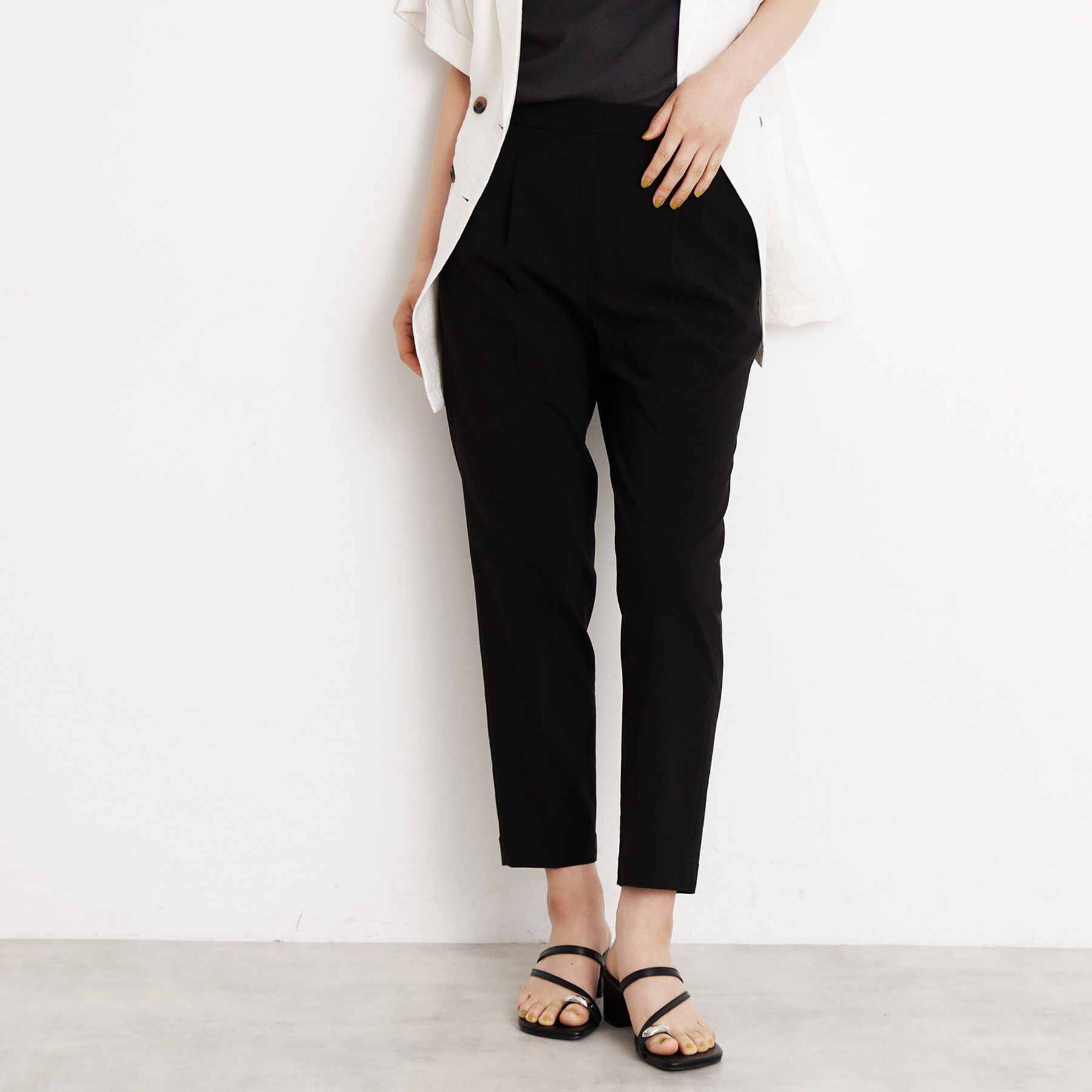 THE SHOP TK「【XS-XLサイズ/美シルエット】ハイパーストレッチテーパードパンツ/接触冷感/洗える」|その他|ブラック(019)