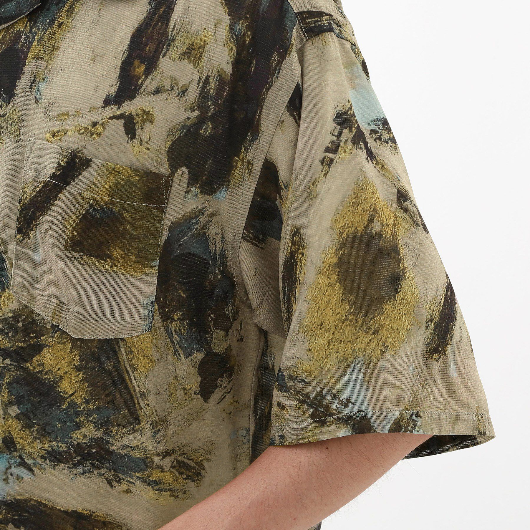 THE SHOP TK「アートプリントメッシュ半袖シャツ　【洗濯機OK】」|シャツ・ブラウス|