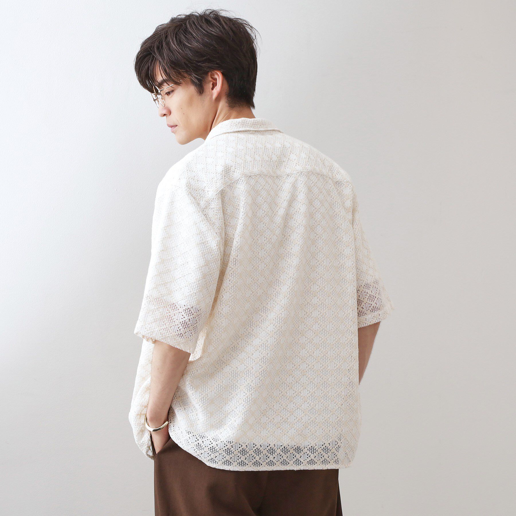 THE SHOP TK「クラフトレース半袖シャツ 【洗濯機OK】」|シャツ・ブラウス|