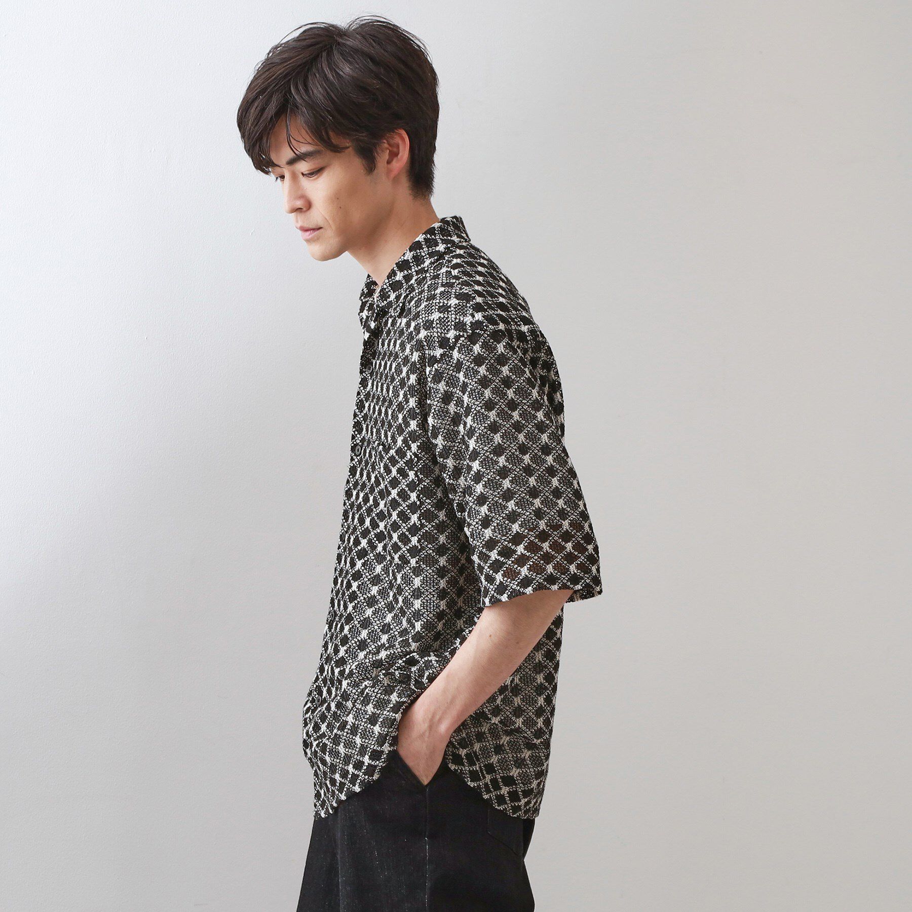 THE SHOP TK「クラフトレース半袖シャツ 【洗濯機OK】」|シャツ・ブラウス|