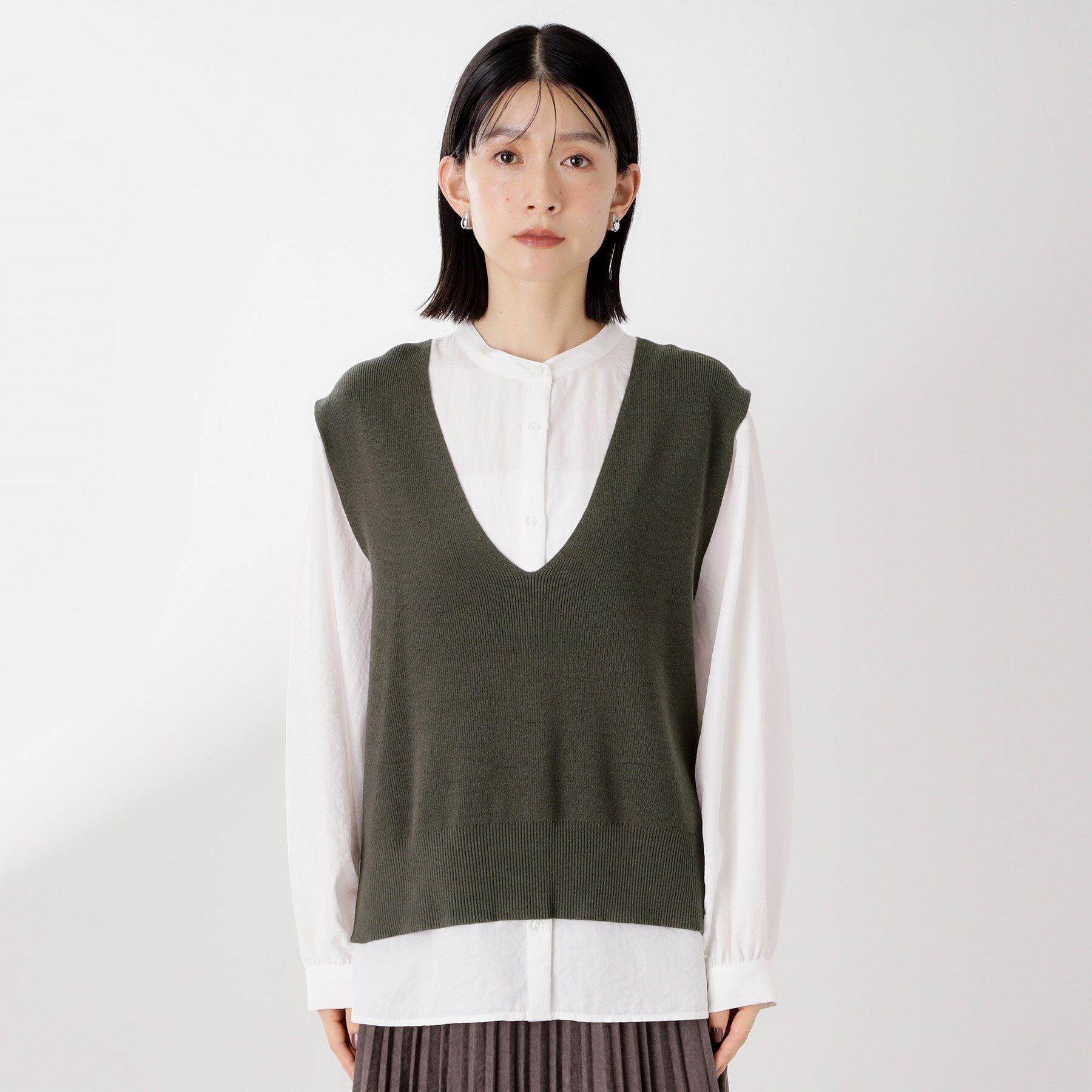 THE SHOP TK「【春まで着られる】ニットベスト＆ブラウスセット/洗濯機OK」|シャツ・ブラウス|