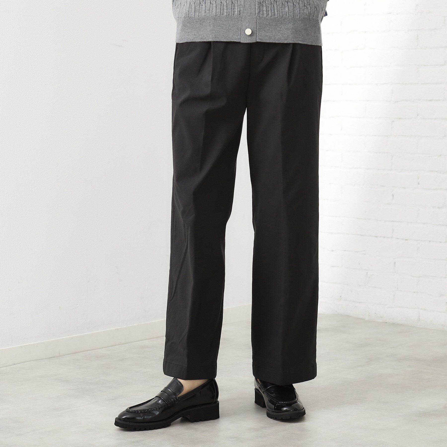 THE SHOP TK「【ラクで快適】ハイパーストレッチ あったか裏起毛ワイドパンツ」|その他|ブラック(019)