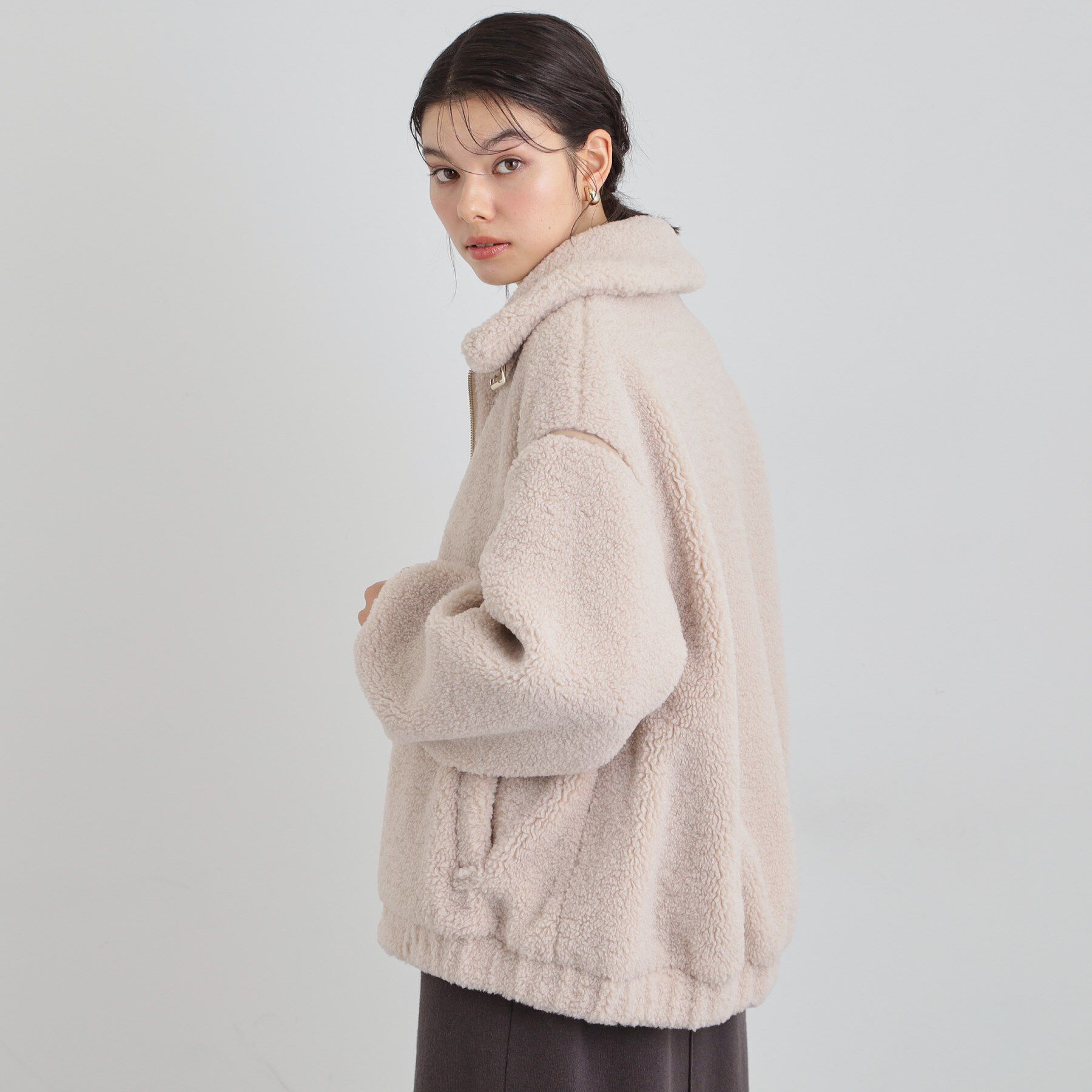 THE SHOP TK「マシュマロタッチ ボアボンバージャケット」|ブルゾン・スタジャン|