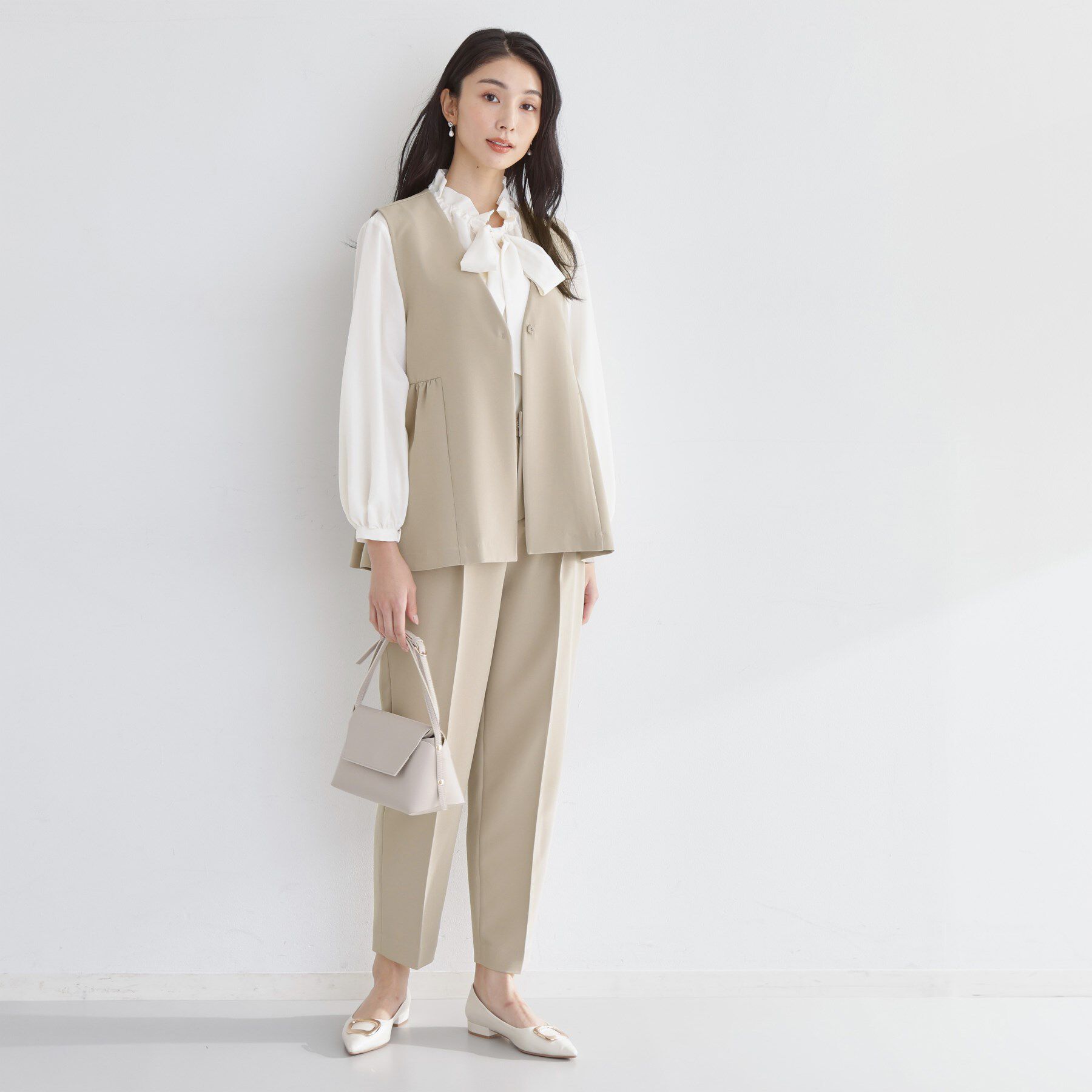 THE SHOP TK「【通勤・きちんと見えに】ダブルクロス ペプラムジレ/セットアップ可」|ベスト・ジレ|