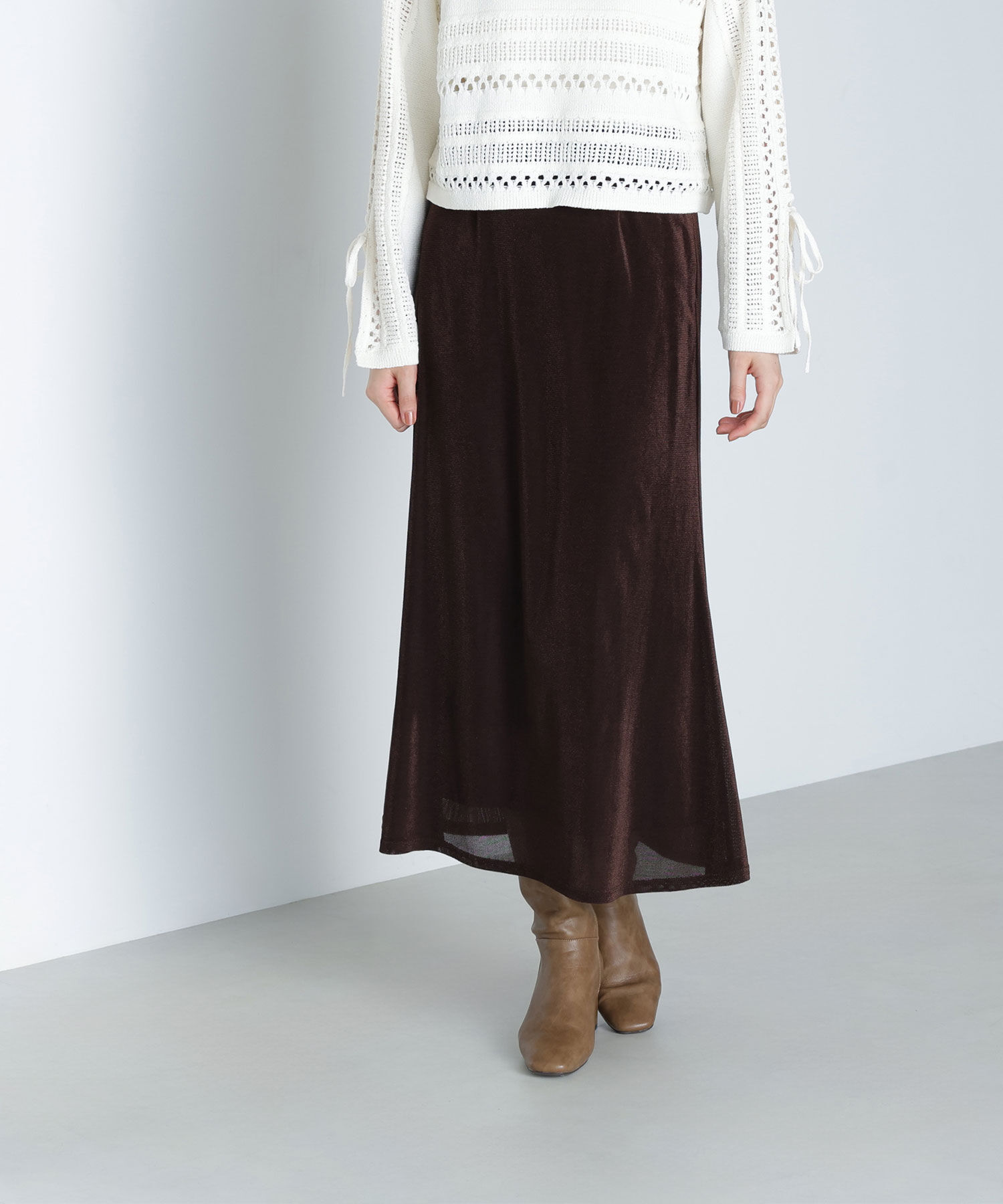  「ベロアライクナロースカート」|スカート|