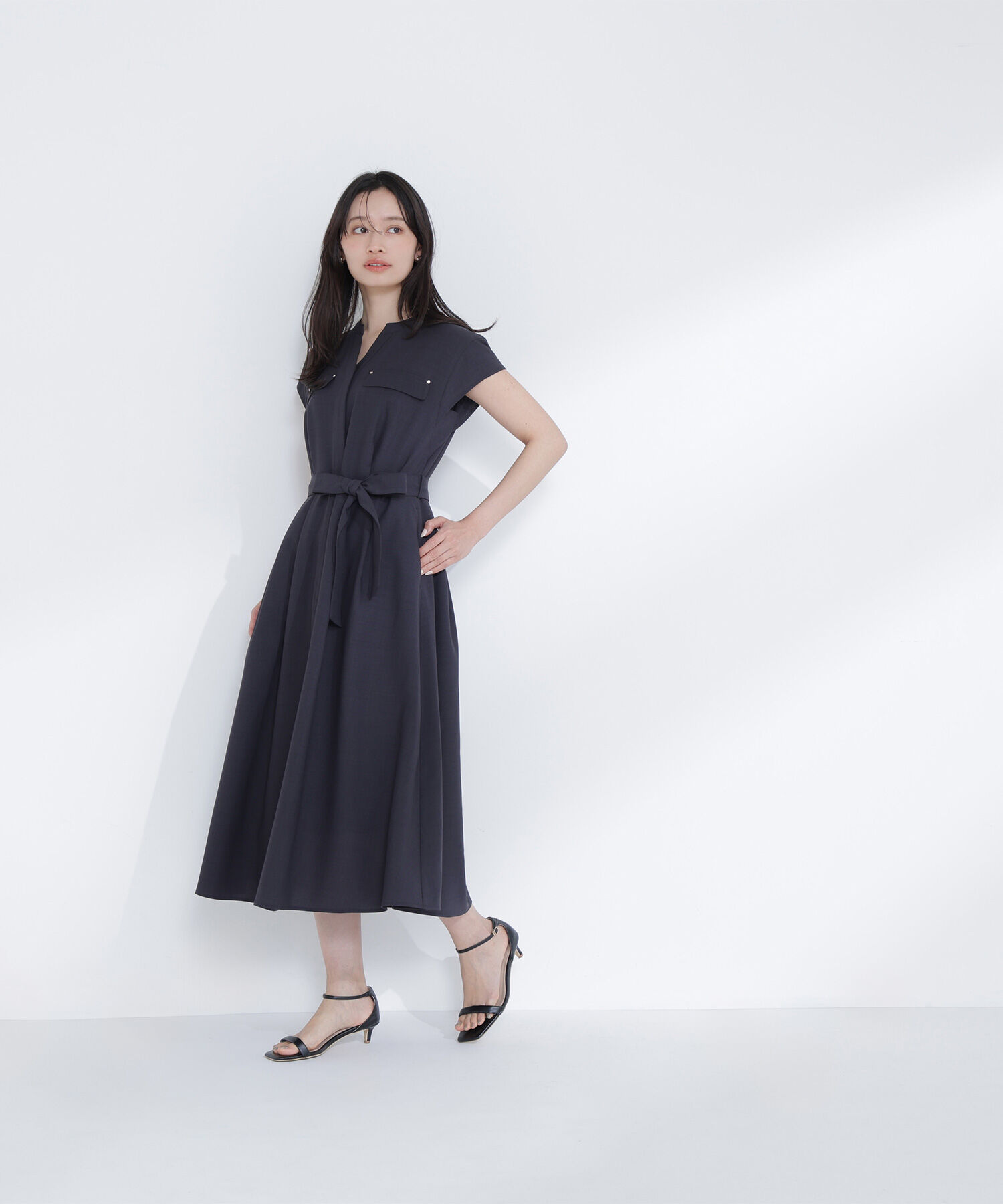  「スキッパーポケットシャツワンピース」|ワンピース|