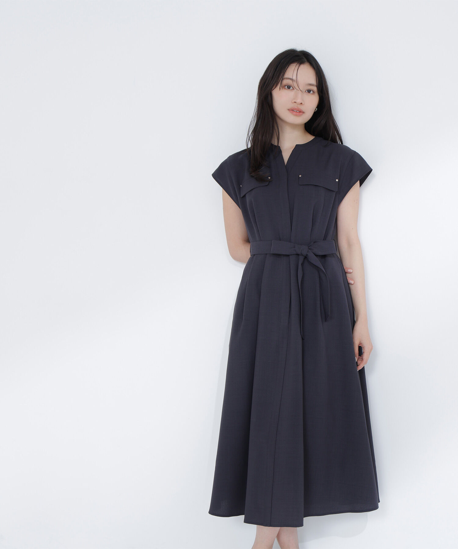  「スキッパーポケットシャツワンピース」|ワンピース|