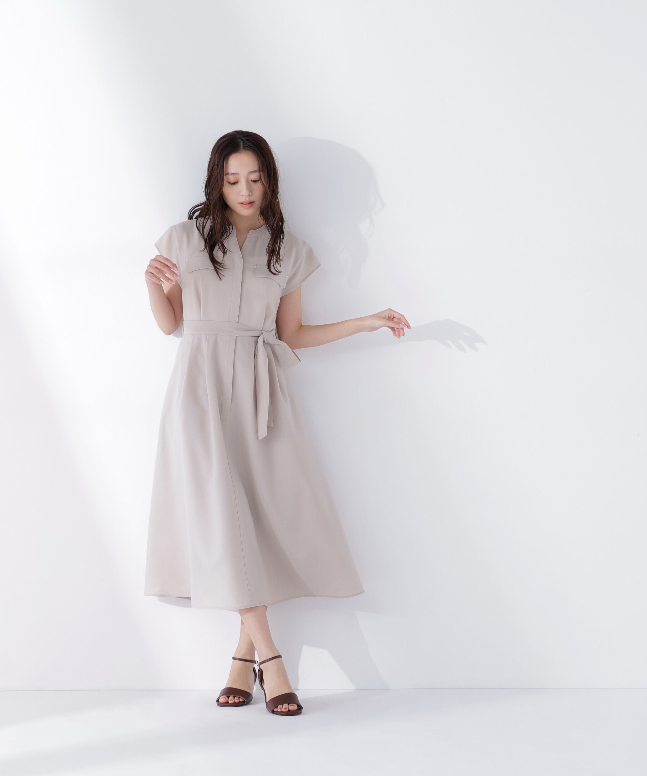  「スキッパーポケットシャツワンピース」|ワンピース|