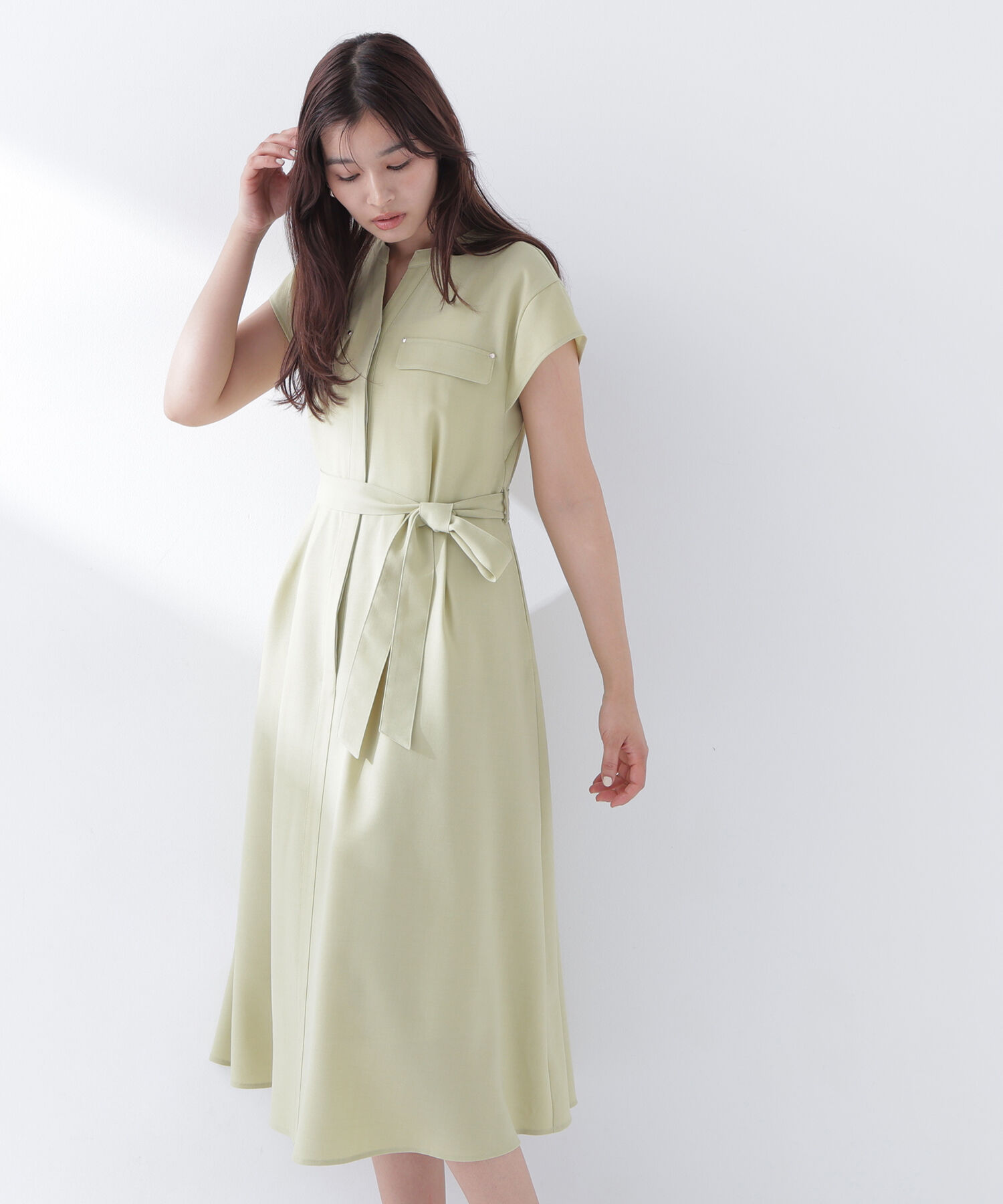  「スキッパーポケットシャツワンピース」|ワンピース|