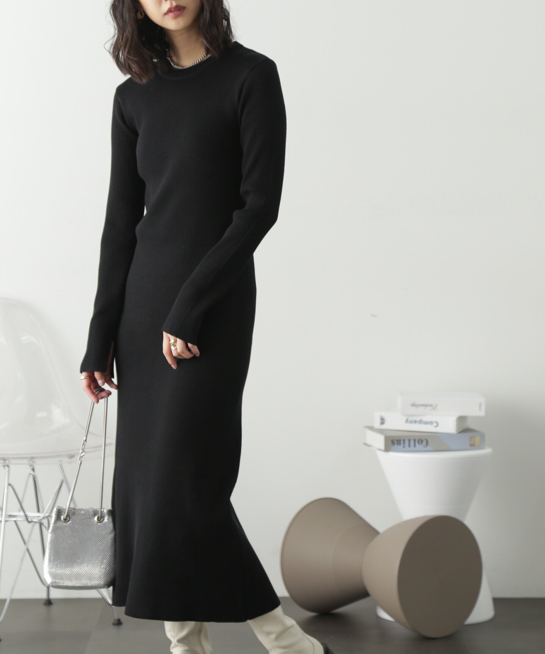  「リブニットロングワンピース」|ワンピース|