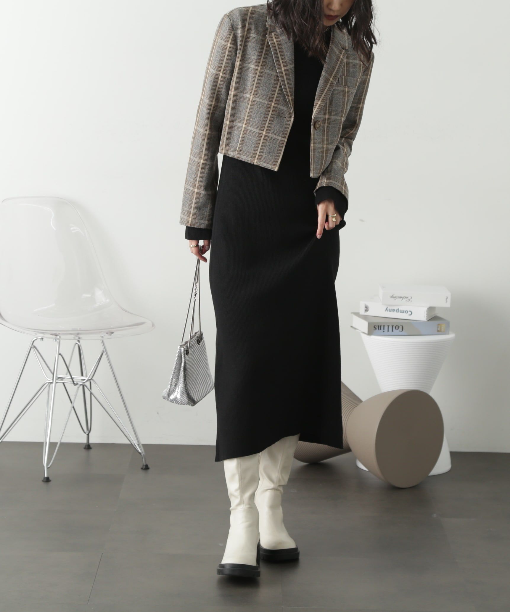  「リブニットロングワンピース」|ワンピース|