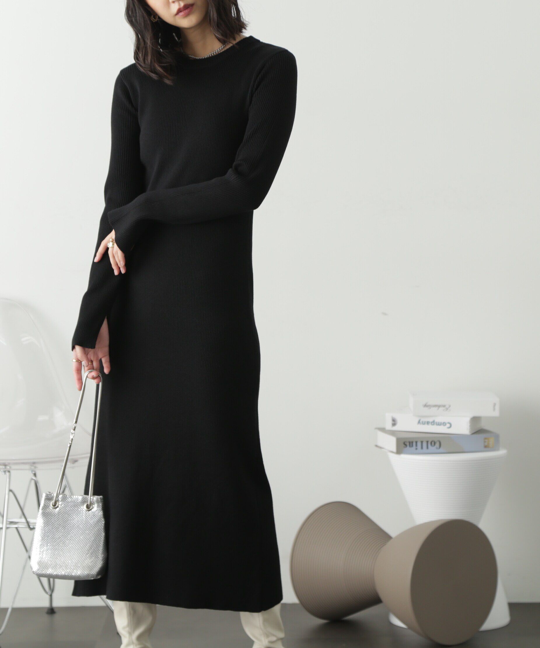  「リブニットロングワンピース」|ワンピース|
