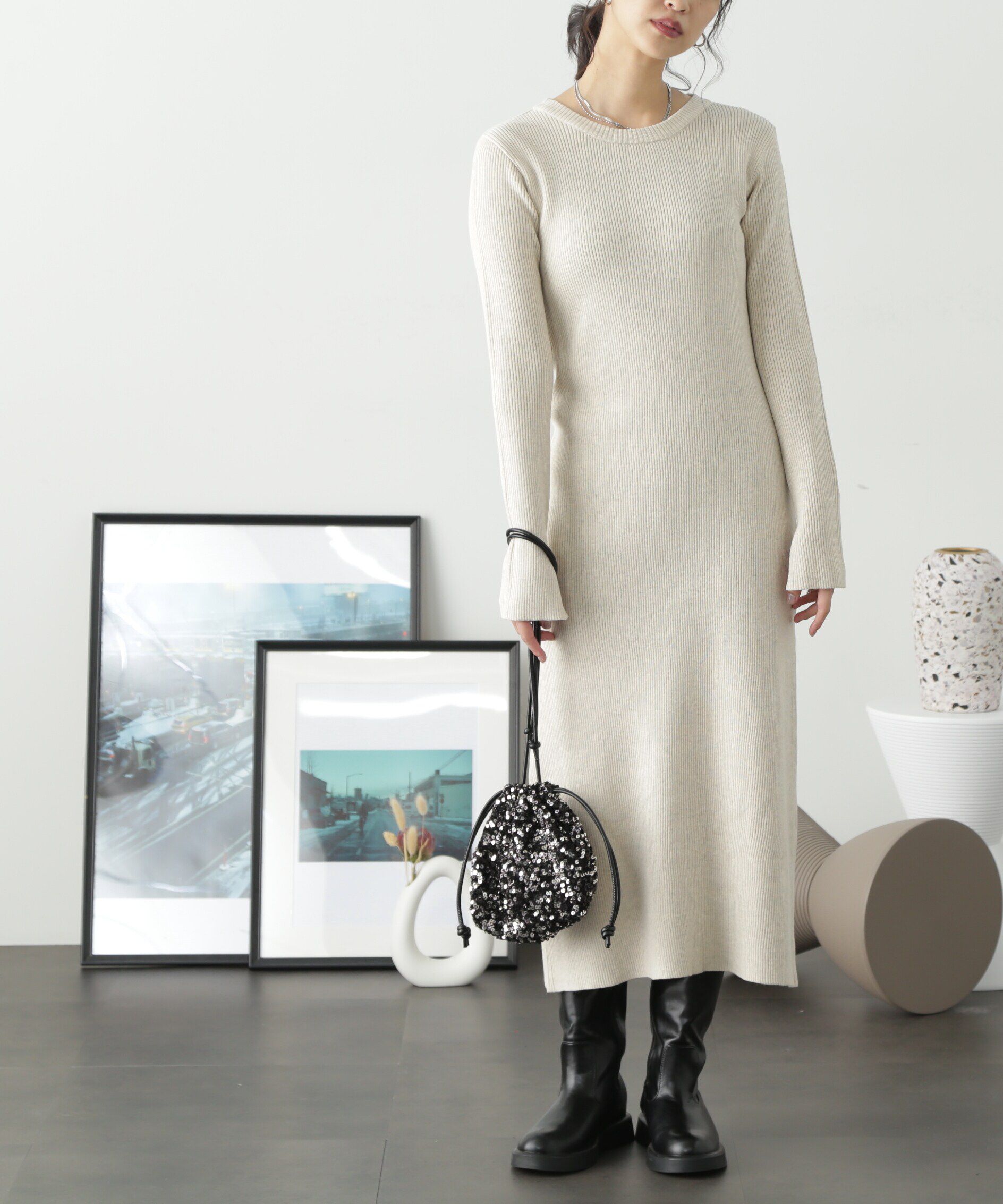  「リブニットロングワンピース」|ワンピース|